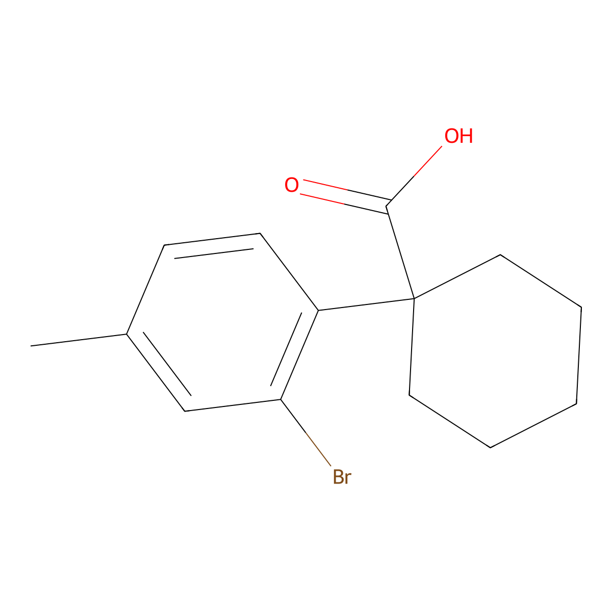 1-(2-Bromo-4-methylphenyl)cyclohexane-1-carboxylic acid molecular structure, CAS 1892026-82-2