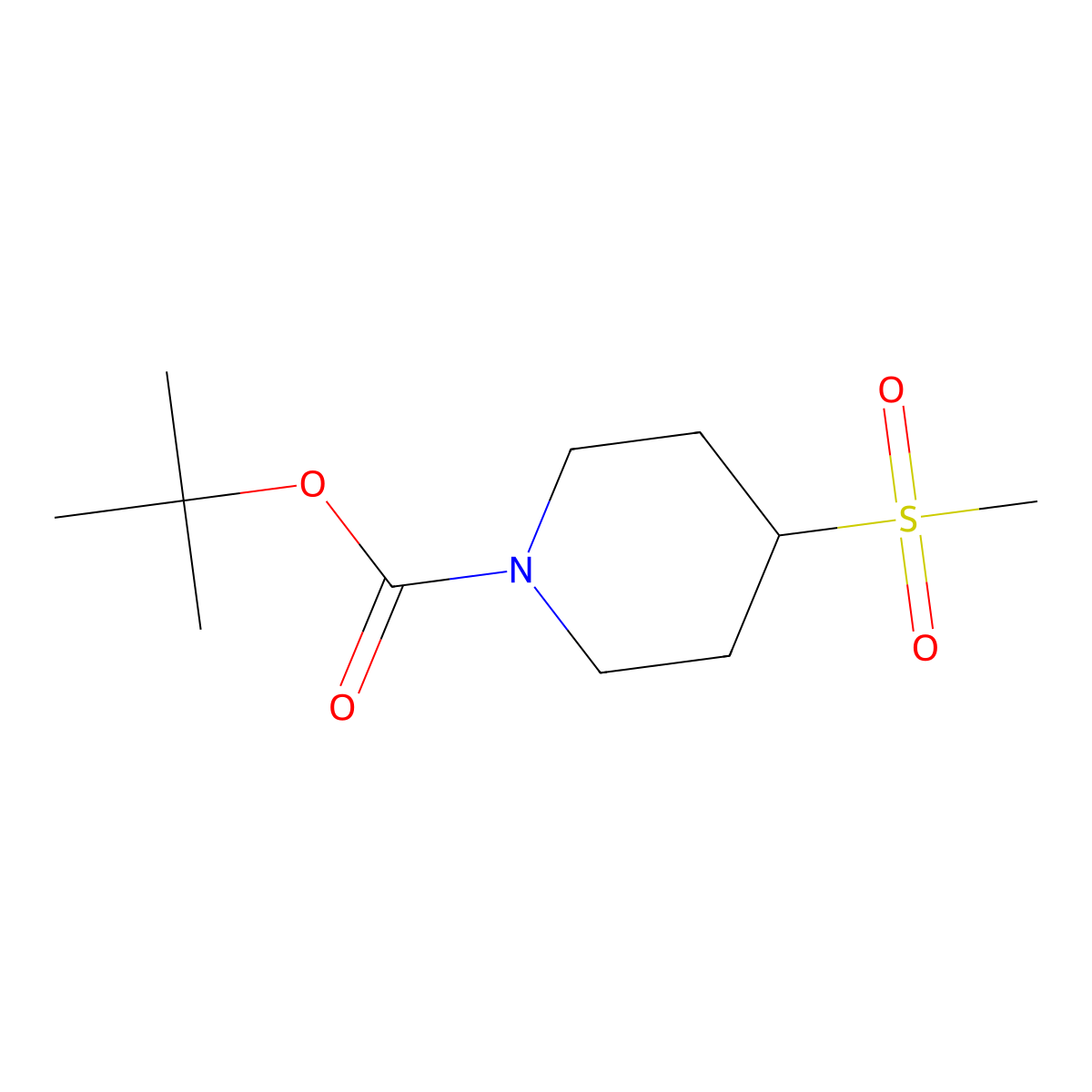 Tert-butyl 4-(methylsulfonyl)piperidine-1-carboxylate molecular structure, CAS 189205-49-0