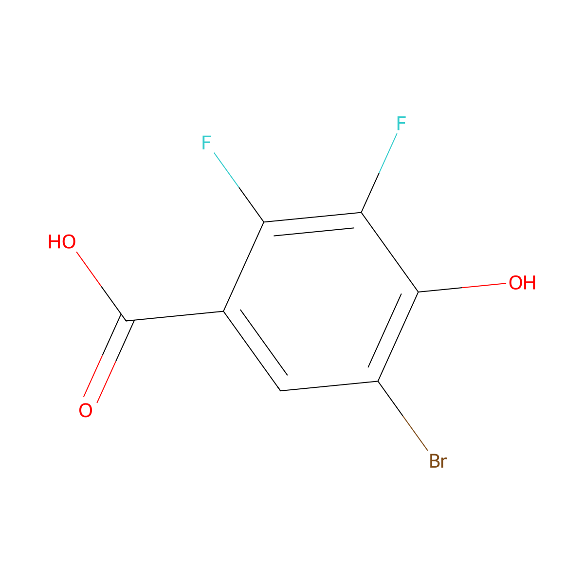 5-Bromo-2,3-difluoro-4-hydroxybenzoic acid molecular structure, CAS 1892051-93-2
