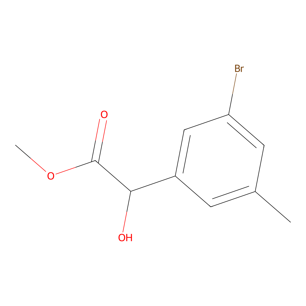 Methyl 2-(3-bromo-5-methylphenyl)-2-hydroxyacetate molecular structure, CAS 1892079-67-2