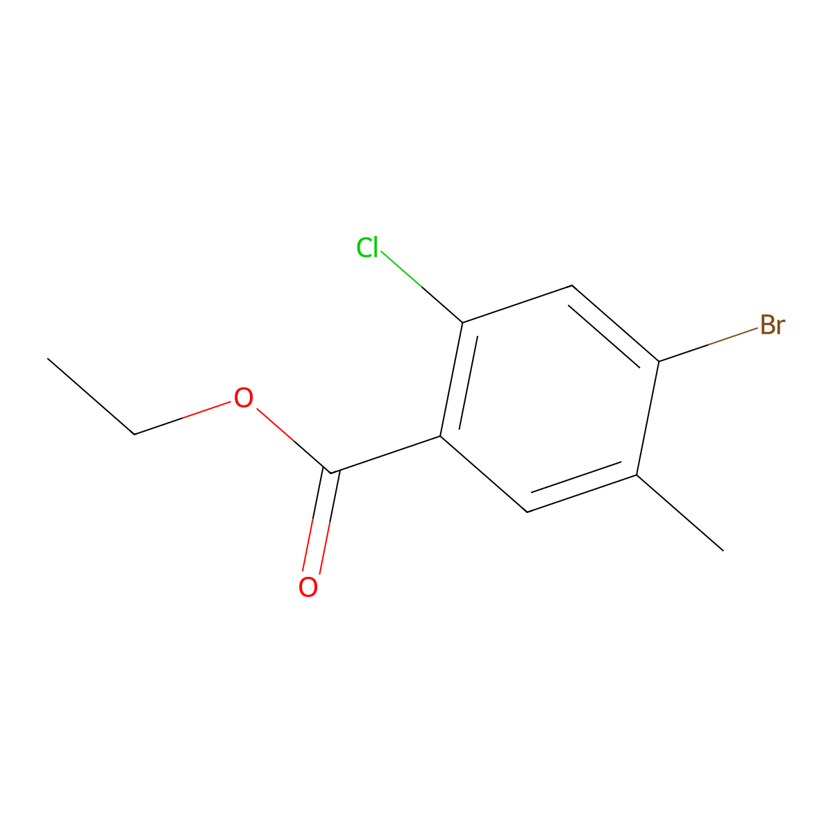 Ethyl 4-bromo-2-chloro-5-methylbenzoate molecular structure, CAS 189208-42-2