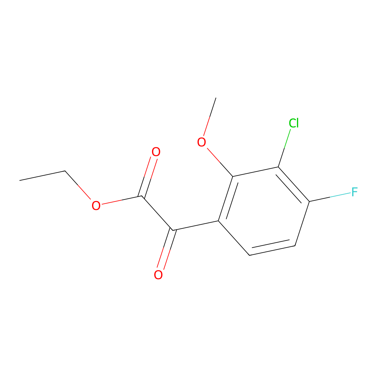 Ethyl 3-chloro-4-fluoro-2-methoxy-alpha-oxobenzeneacetate molecular structure, CAS 1892080-45-3