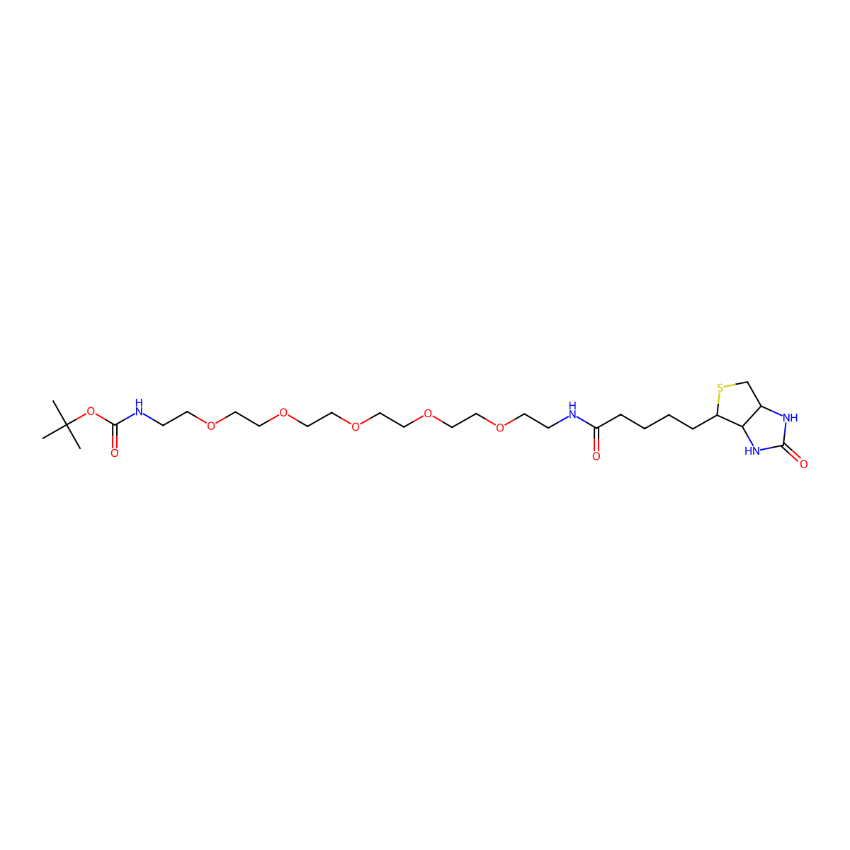 Biotin-PEG5-NH-Boc molecular structure, CAS 189209-28-7
