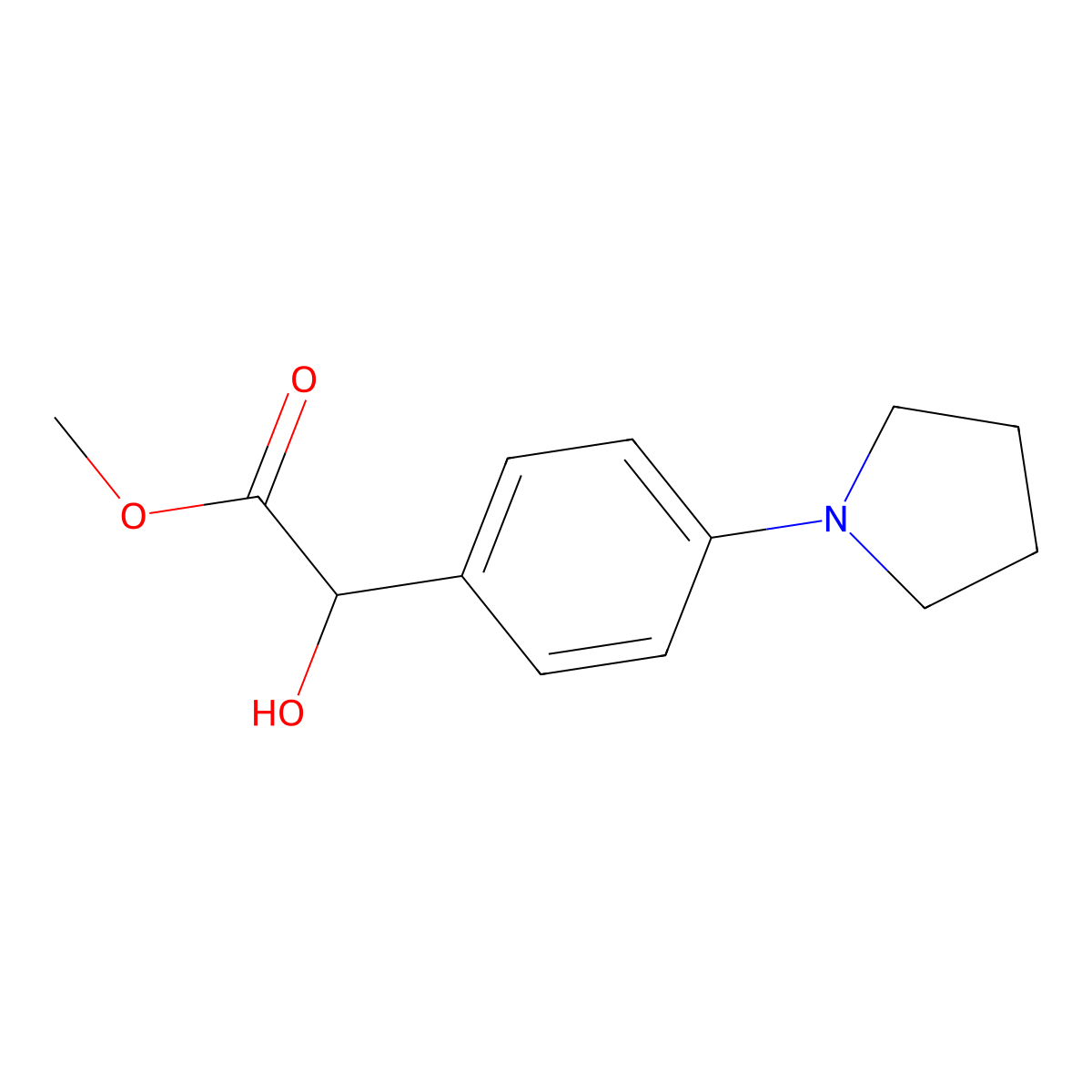 Methyl 2-hydroxy-2-[4-(pyrrolidin-1-yl)phenyl]acetate molecular structure, CAS 1892123-29-3