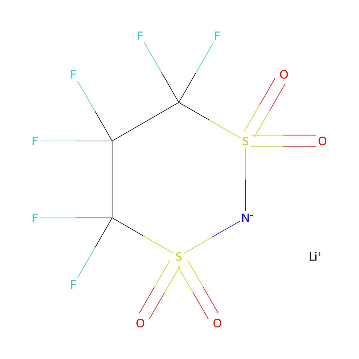 Lithium 1,1,2,2,3,3-Hexafluoropropane-1,3-disulfonimide molecular structure, CAS 189217-62-7