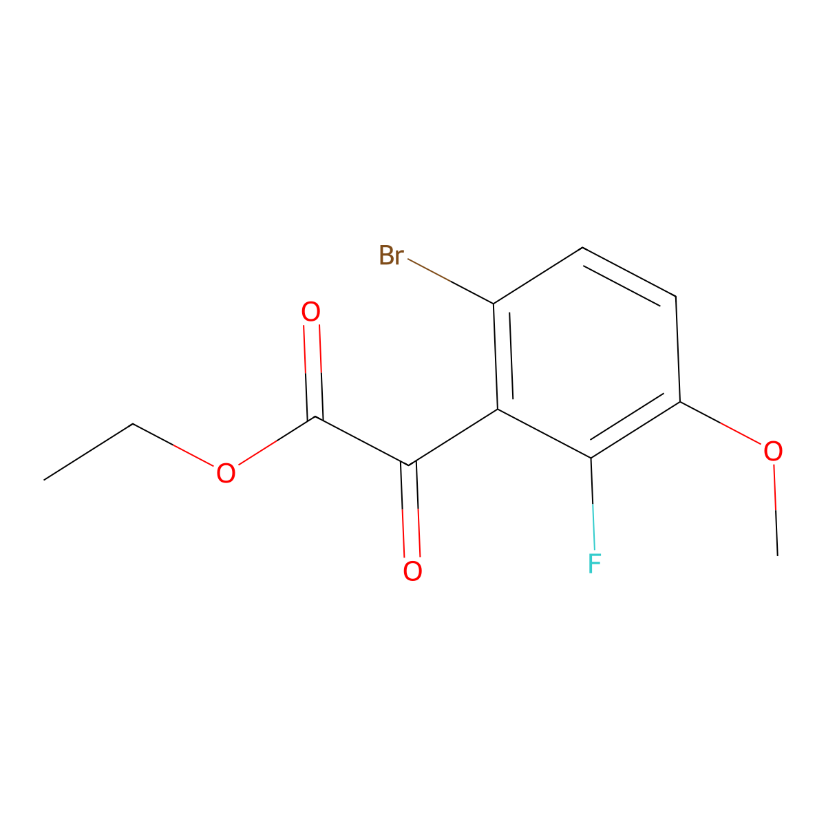 Ethyl 2-(6-bromo-2-fluoro-3-methoxyphenyl)-2-oxoacetate molecular structure, CAS 1892190-88-3