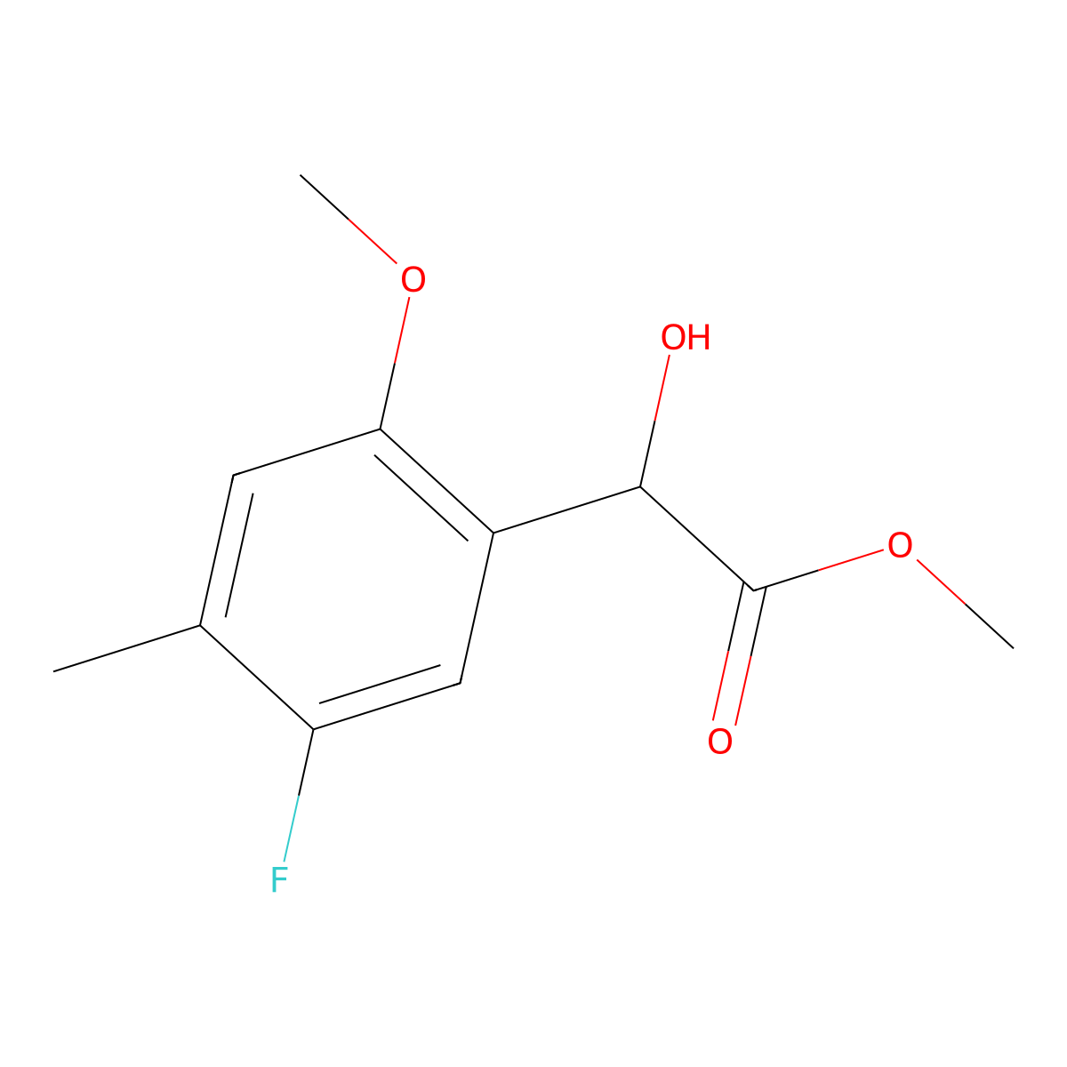 Methyl 2-(5-fluoro-2-methoxy-4-methylphenyl)-2-hydroxyacetate molecular structure, CAS 1892220-45-9