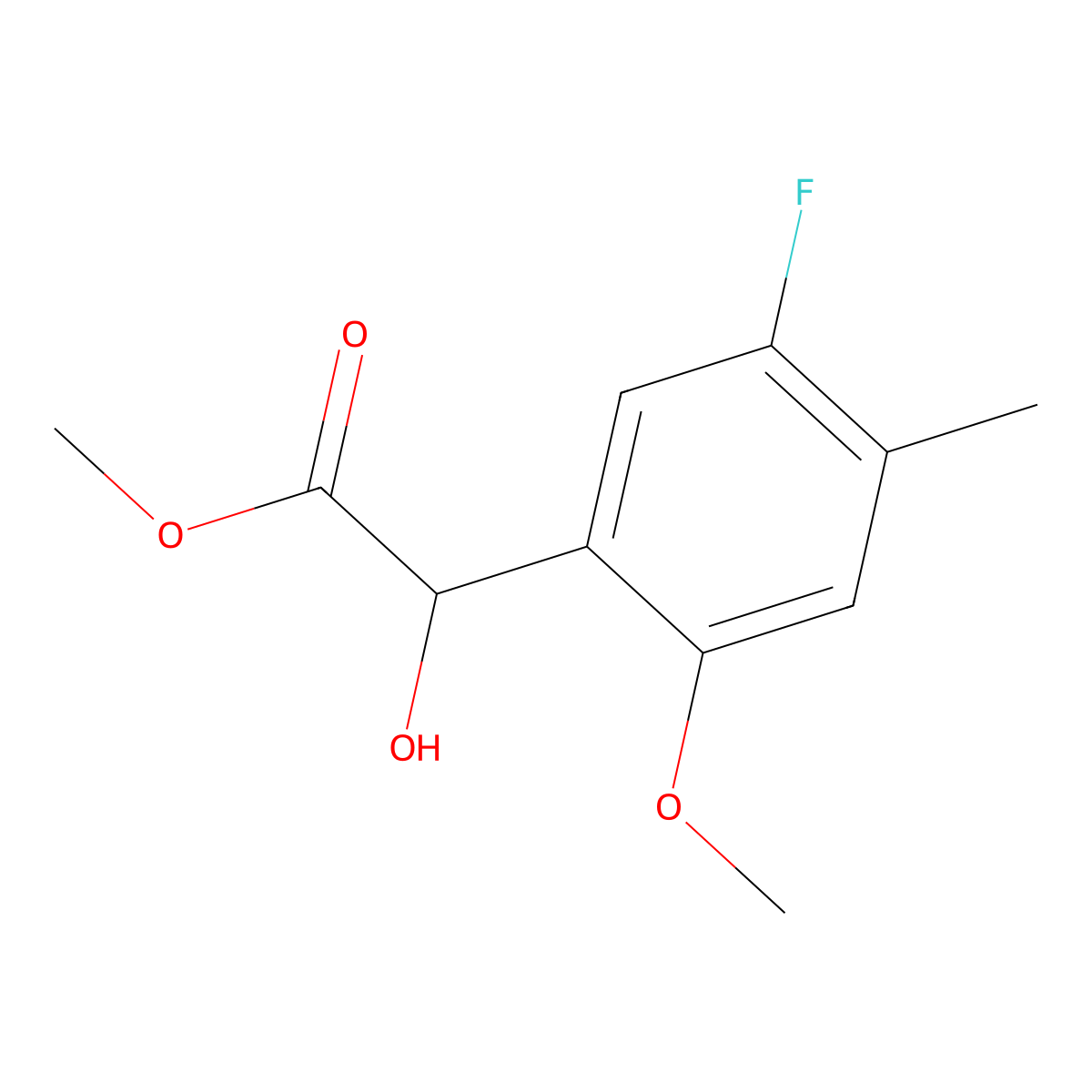 Methyl 2-(5-fluoro-2-methoxy-4-methylphenyl)-2-hydroxyacetate molecular structure, CAS 1892220-45-9