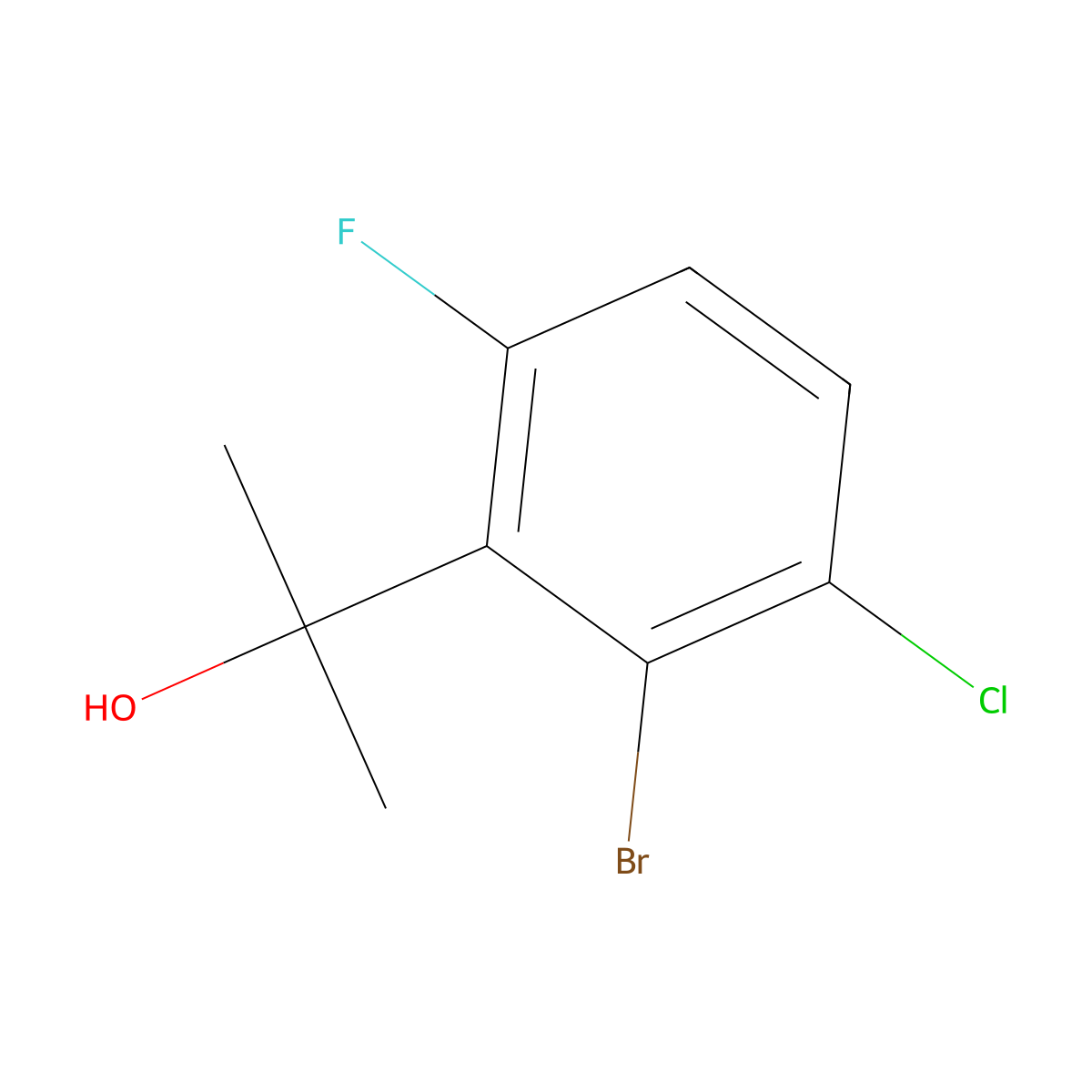 2-(2-Bromo-3-chloro-6-fluorophenyl)propan-2-ol molecular structure, CAS 1892228-13-5