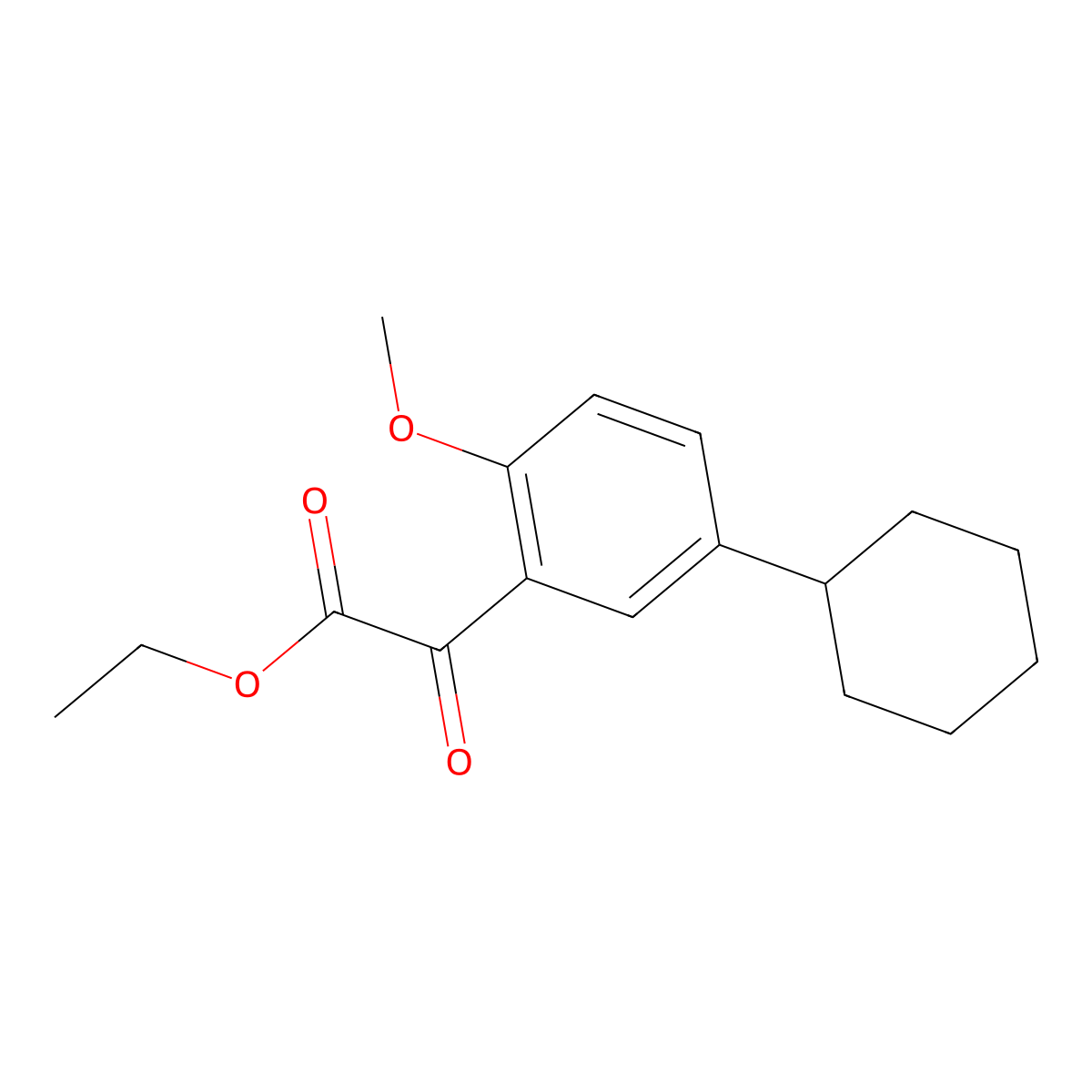 Ethyl 2-(5-cyclohexyl-2-methoxyphenyl)-2-oxoacetate molecular structure, CAS 1892247-99-2