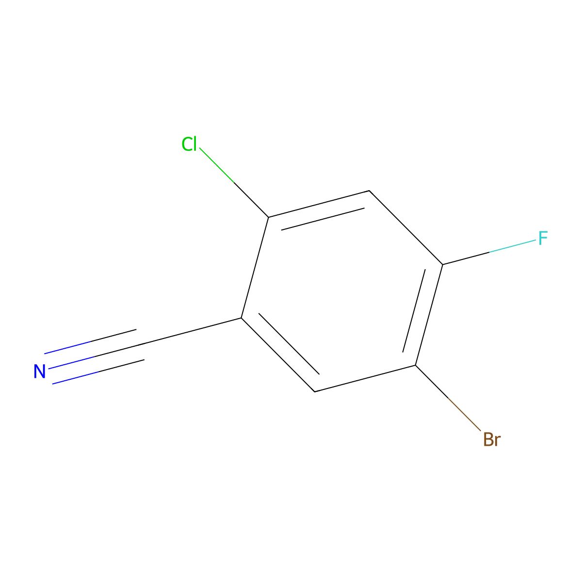 5-Bromo-2-chloro-4-fluorobenzonitrile molecular structure, CAS 1892285-40-3