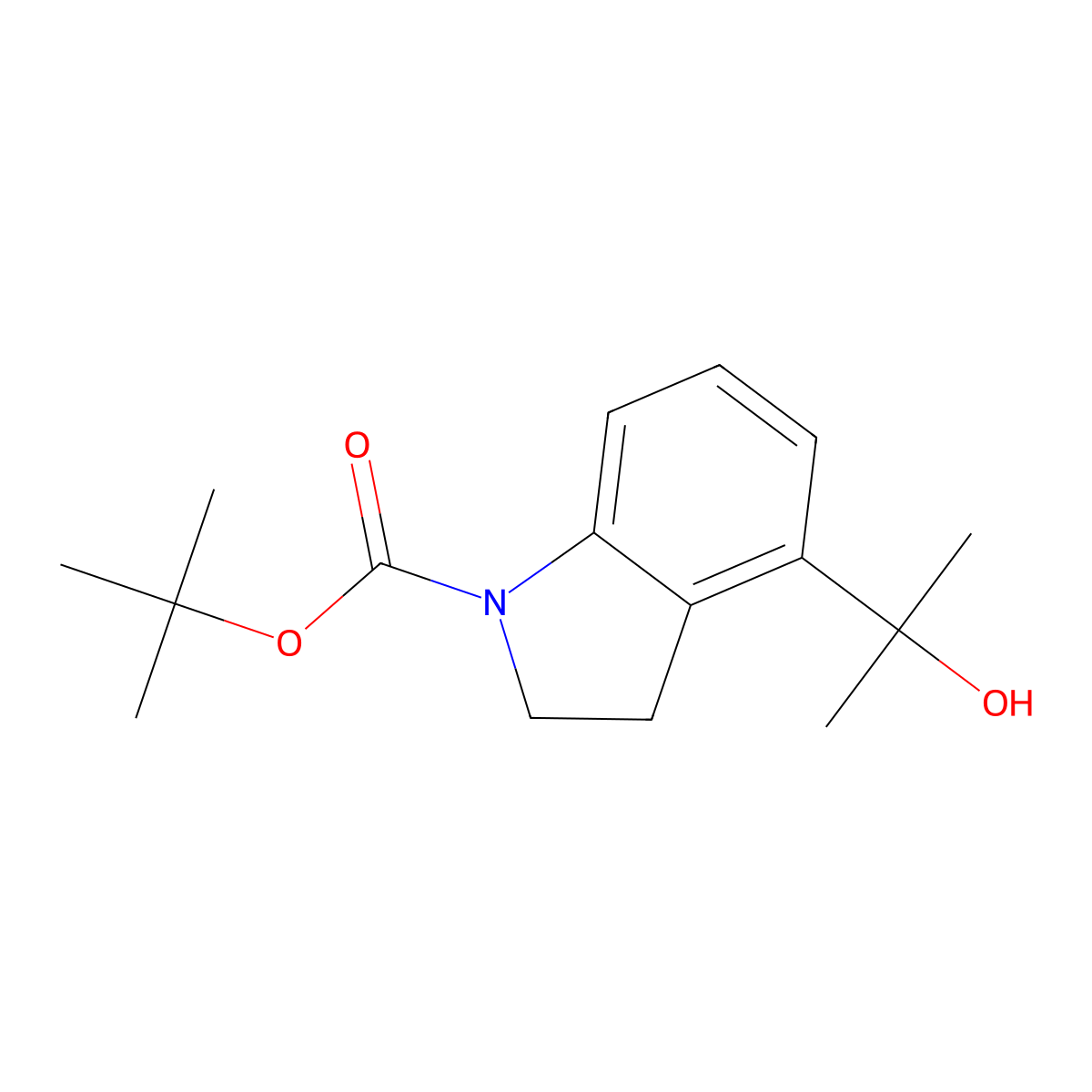 tert-butyl 4-(2-hydroxypropan-2-yl)-2,3-dihydro-1H-indole-1-carboxylate molecular structure, CAS 1892294-67-5