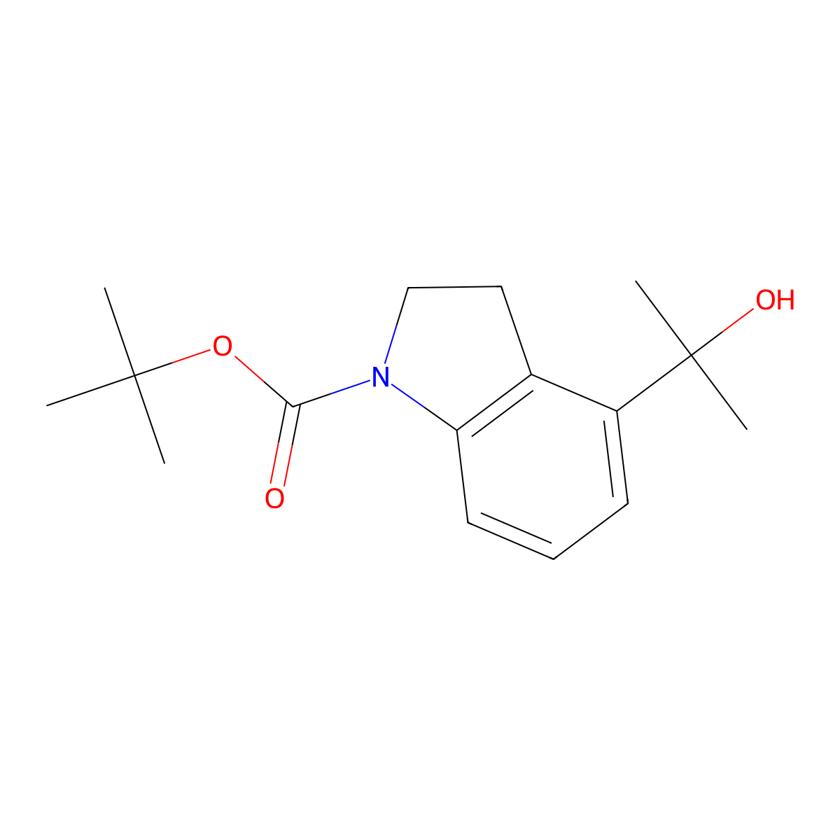 tert-butyl 4-(2-hydroxypropan-2-yl)-2,3-dihydro-1H-indole-1-carboxylate molecular structure, CAS 1892294-67-5