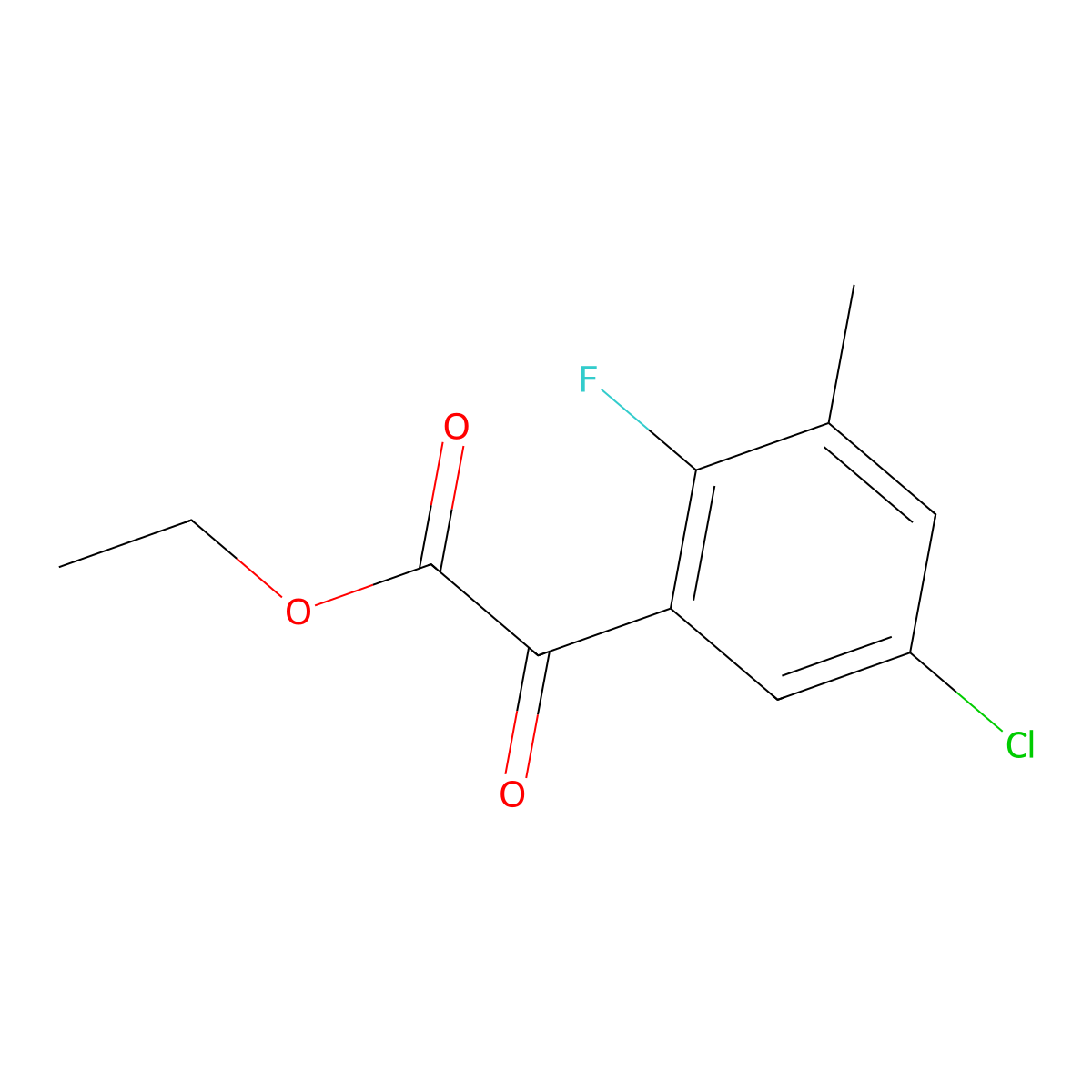 Ethyl 2-(5-chloro-2-fluoro-3-methylphenyl)-2-oxoacetate molecular structure, CAS 1892301-22-2