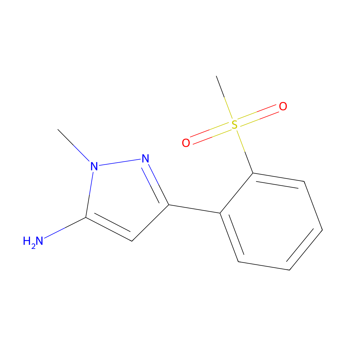 3-(2-methanesulfonylphenyl)-1-methyl-1H-pyrazol-5-amine molecular structure, CAS 1892310-97-2
