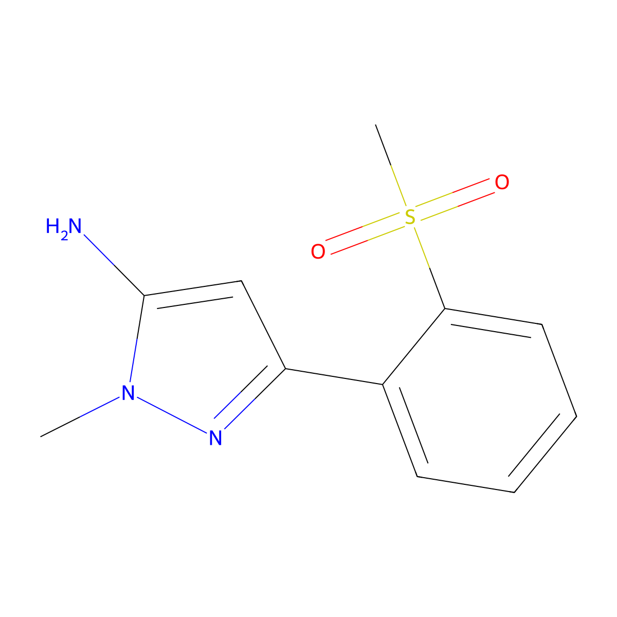 3-(2-methanesulfonylphenyl)-1-methyl-1H-pyrazol-5-amine molecular structure, CAS 1892310-97-2