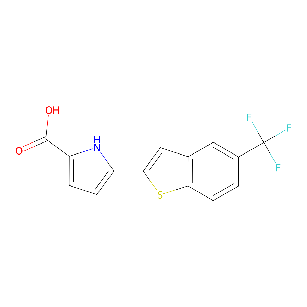 5-(5-(Trifluoromethyl)benzo[b]thiophen-2-yl)-1H-pyrrole-2-carboxylic acid molecular structure, CAS 1892389-82-0