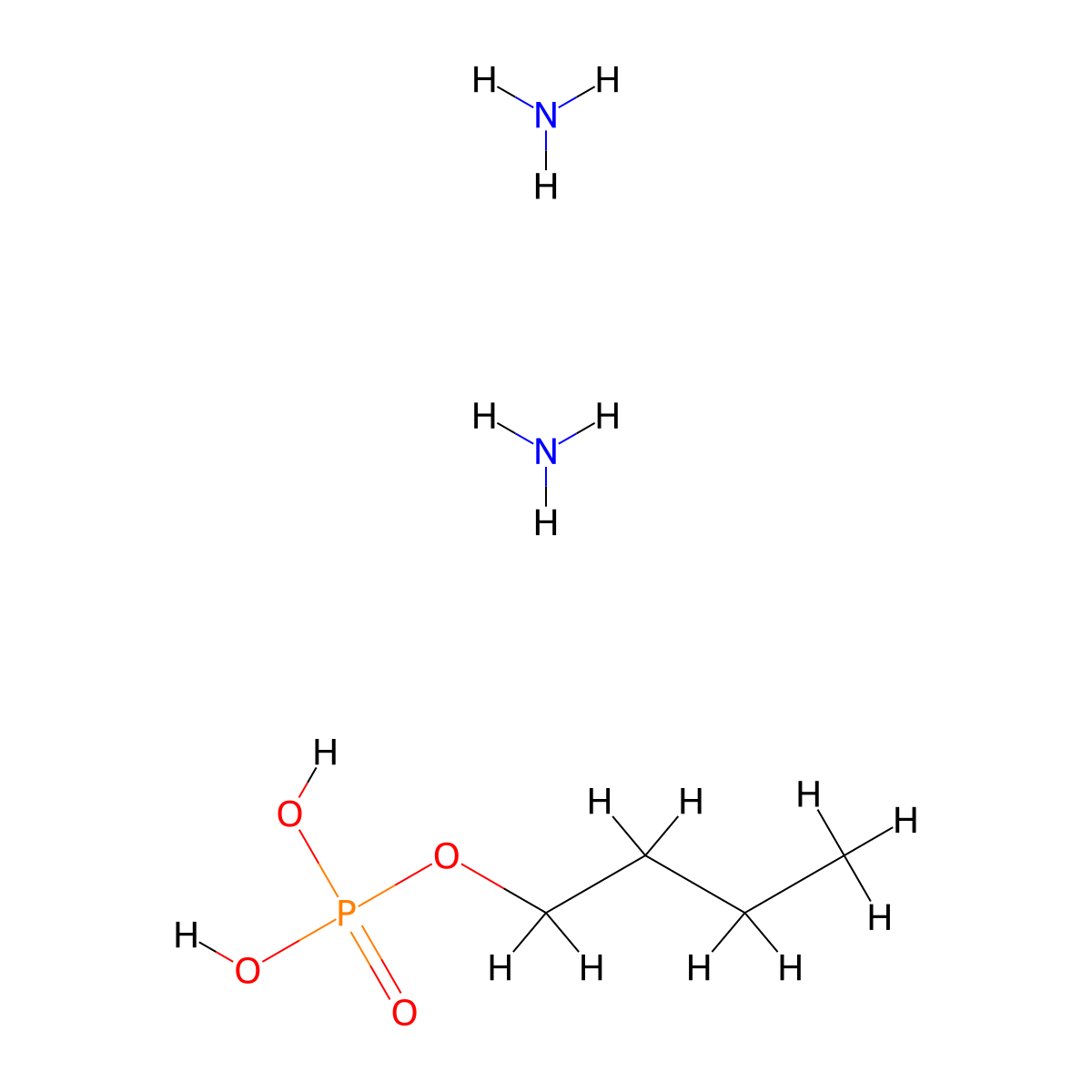 phosphoric acid, butyl ester, ammonium salt molecular structure, CAS 18924-98-6