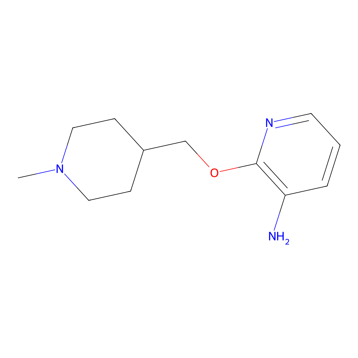 2-[(1-Methylpiperidin-4-yl)methoxy]pyridin-3-amine molecular structure, CAS 1892434-43-3