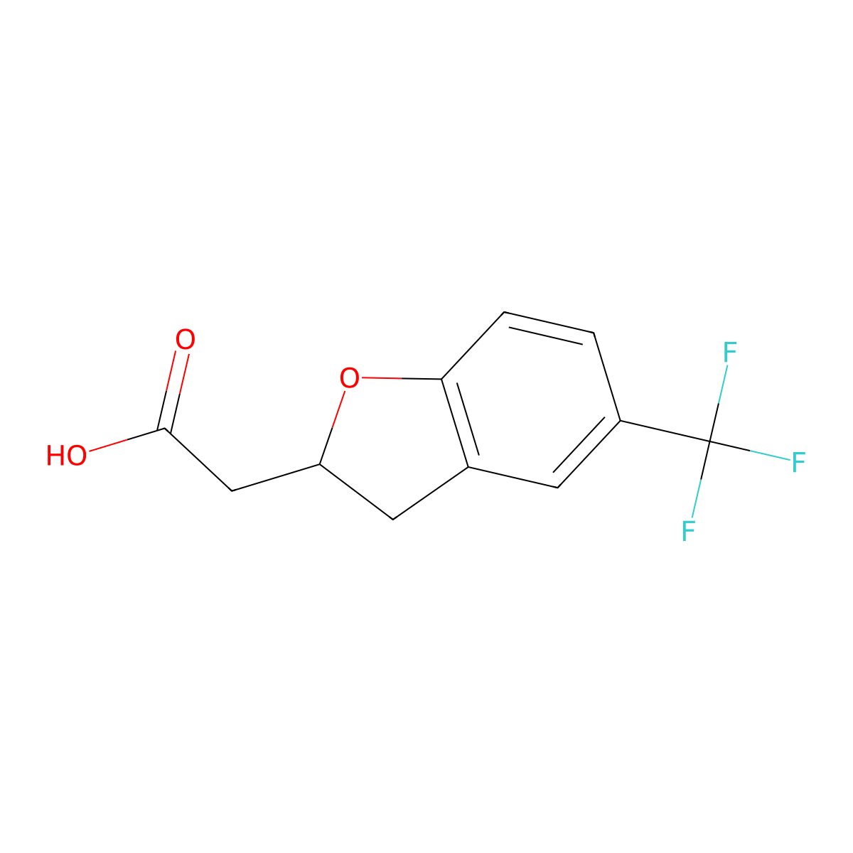 2-[5-(Trifluoromethyl)-2,3-dihydro-1-benzofuran-2-yl]acetic acid molecular structure, CAS 1892449-73-8