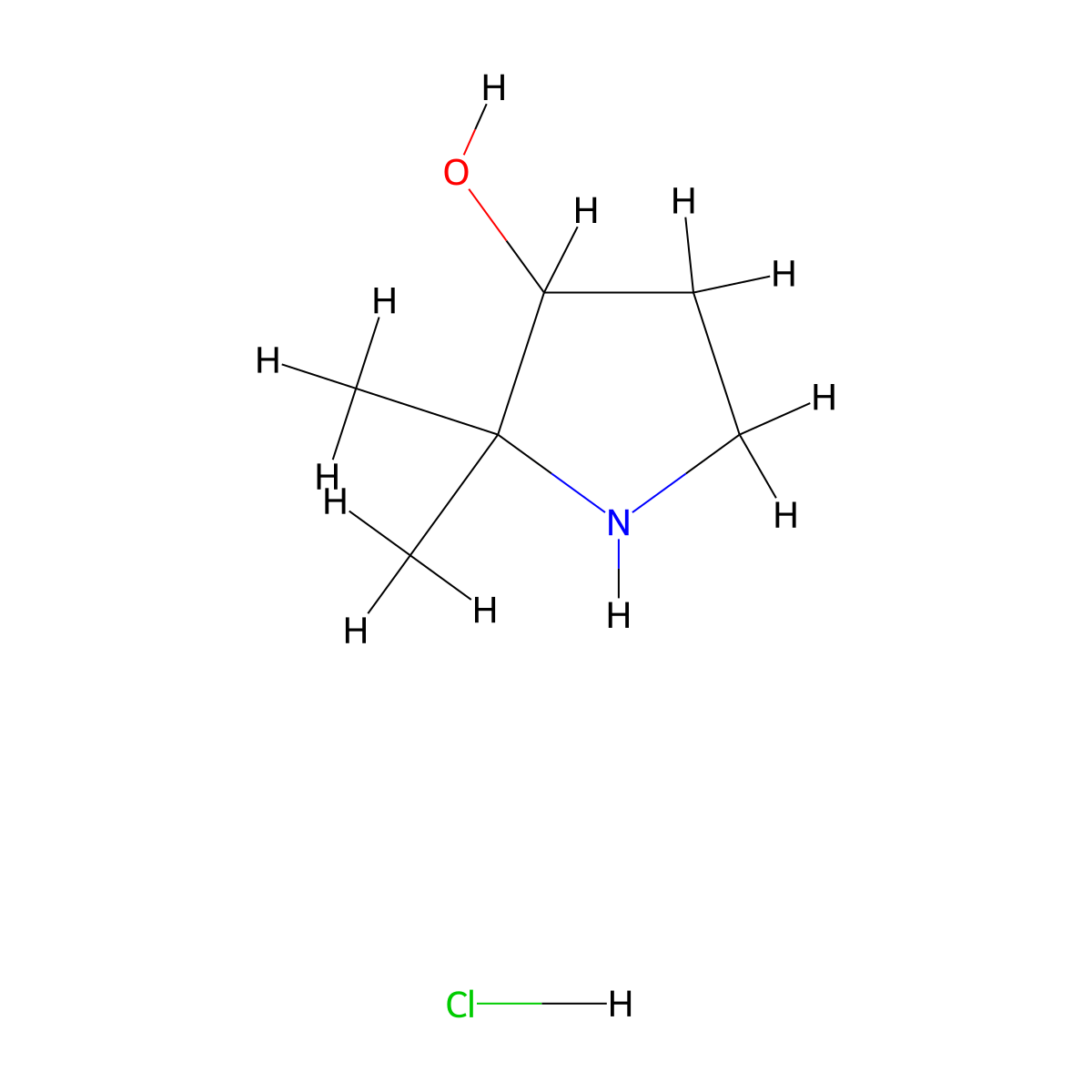 2,2-Dimethylpyrrolidin-3-ol hydrochloride molecular structure, CAS 1892474-29-1
