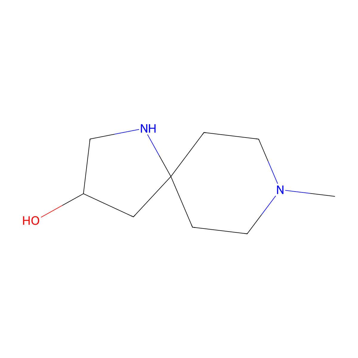 8-Methyl-1,8-diazaspiro[4.5]decan-3-ol molecular structure, CAS 1892490-96-8