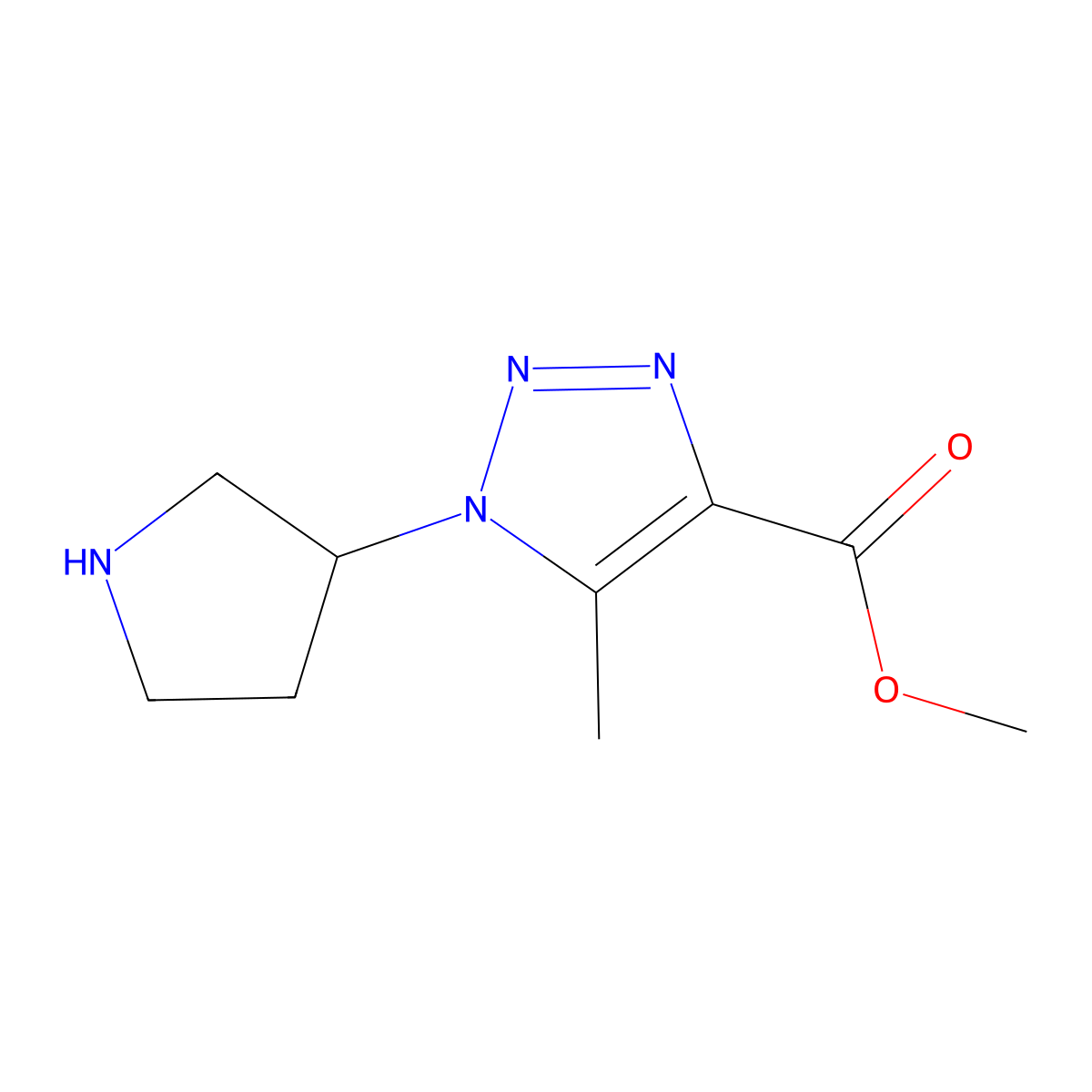methyl 5-methyl-1-(pyrrolidin-3-yl)-1H-1,2,3-triazole-4-carboxylate molecular structure, CAS 1892496-07-9