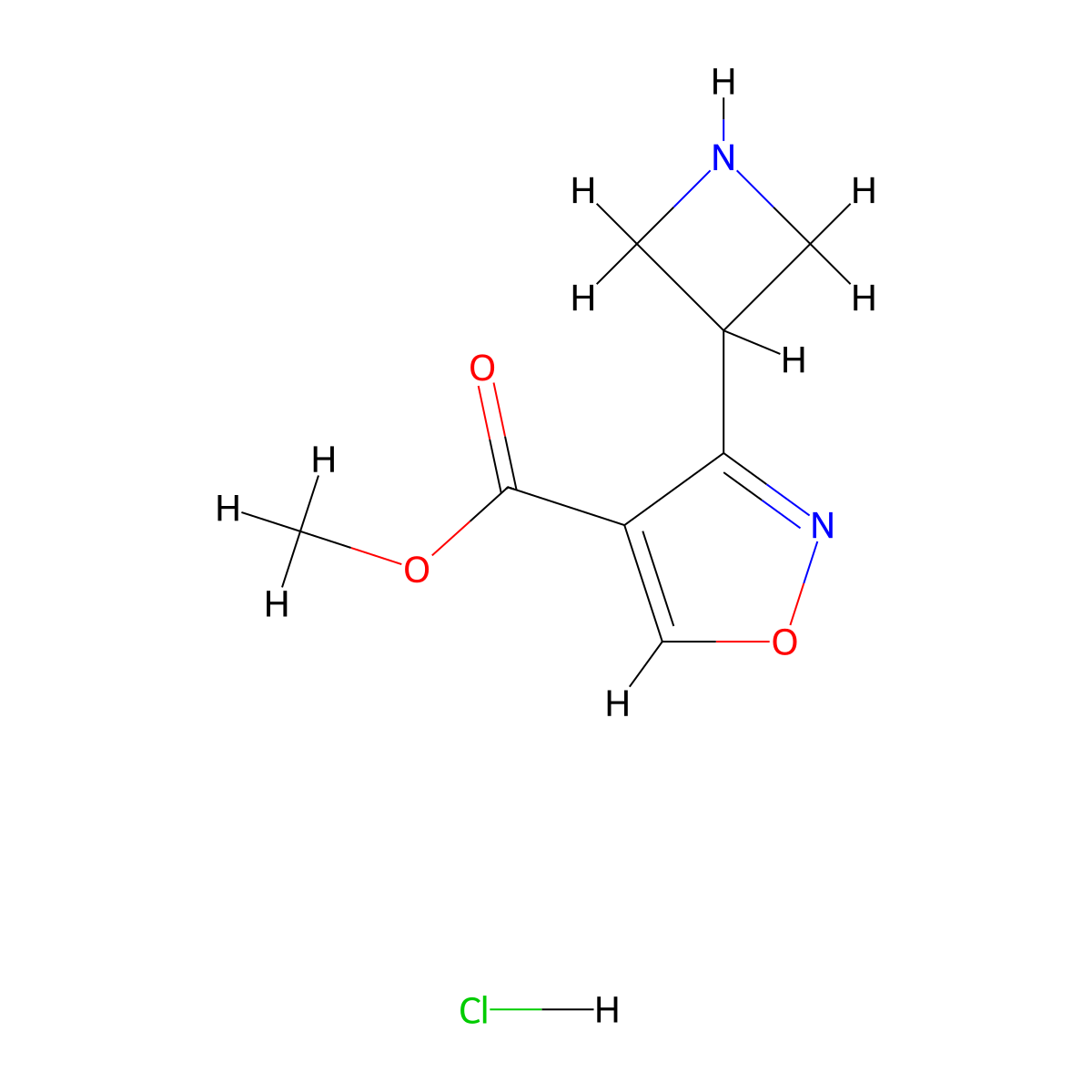 Methyl 3-(azetidin-3-yl)-1,2-oxazole-4-carboxylate hydrochloride molecular structure, CAS 1892520-03-4