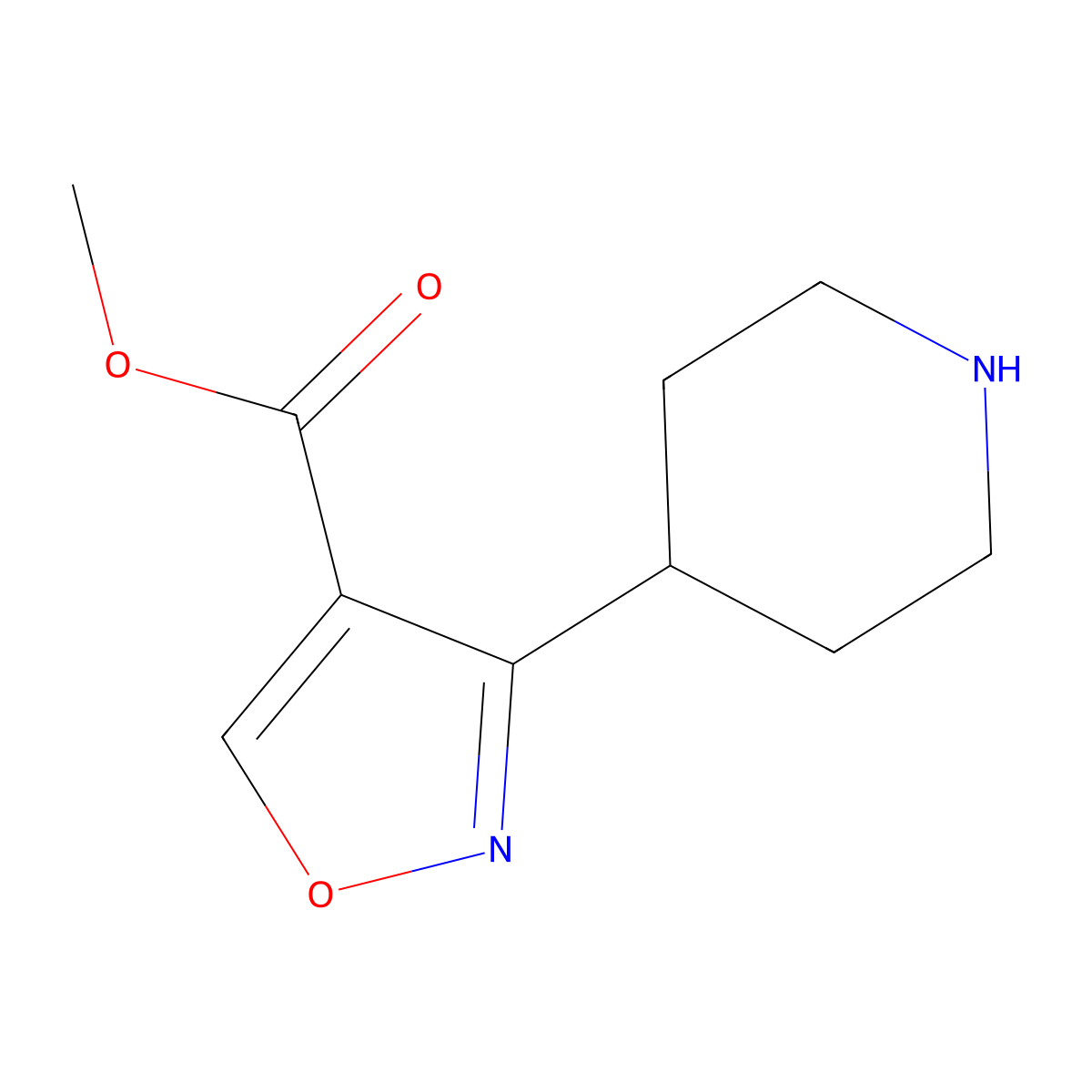 Methyl 3-(piperidin-4-yl)-1,2-oxazole-4-carboxylate molecular structure, CAS 1892520-04-5