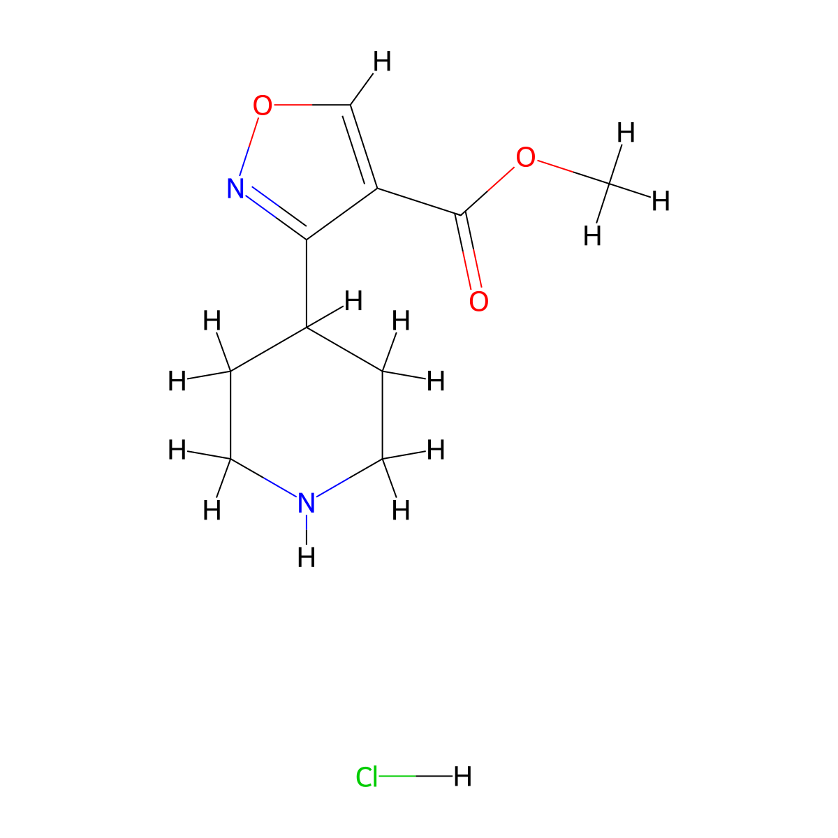 Methyl3-(piperidin-4-yl)-1,2-oxazole-4-carboxylatehydrochloride molecular structure, CAS 1892520-05-6