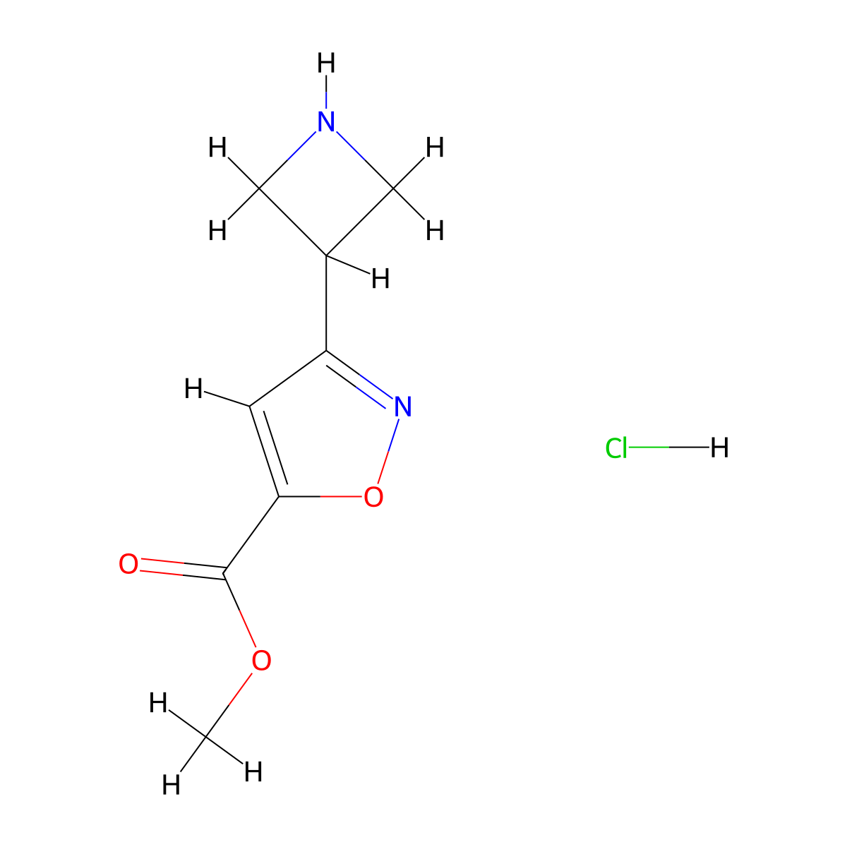 Methyl 3-(azetidin-3-YL)isoxazole-5-carboxylate hydrochloride molecular structure, CAS 1892520-43-2