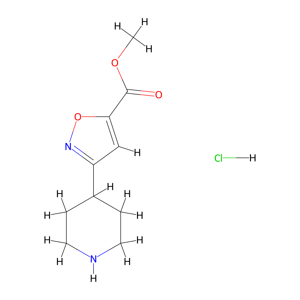 Methyl 3-(piperidin-4-yl)-1,2-oxazole-5-carboxylate hydrochloride molecular structure, CAS 1892520-44-3
