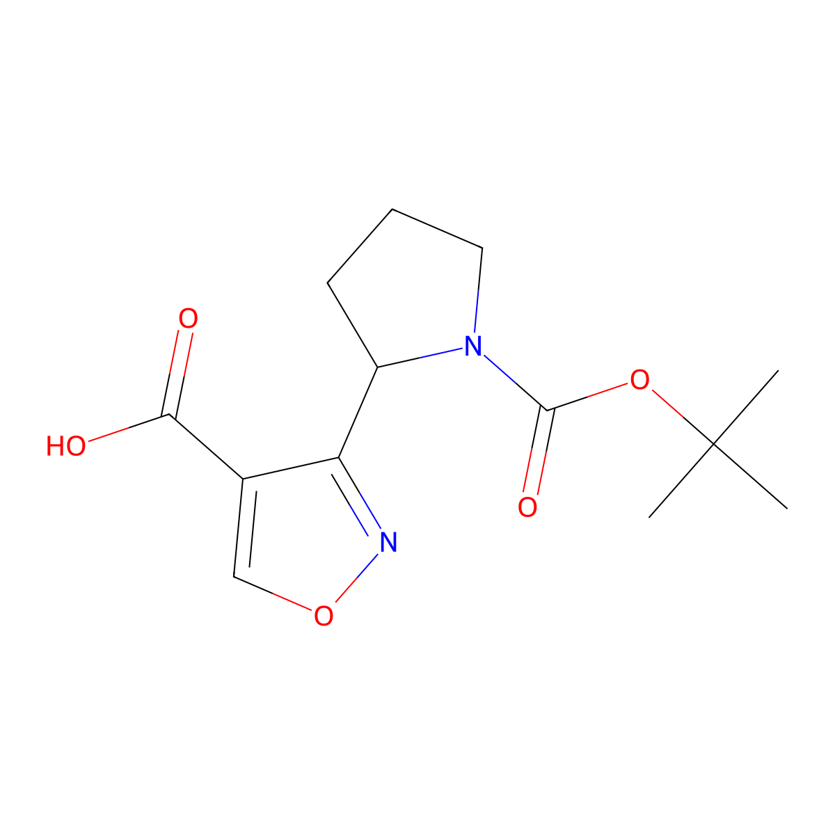 (S)-3-(1-Boc-2-pyrrolidinyl)isoxazole-4-carboxylic acid molecular structure, CAS 1892520-56-7