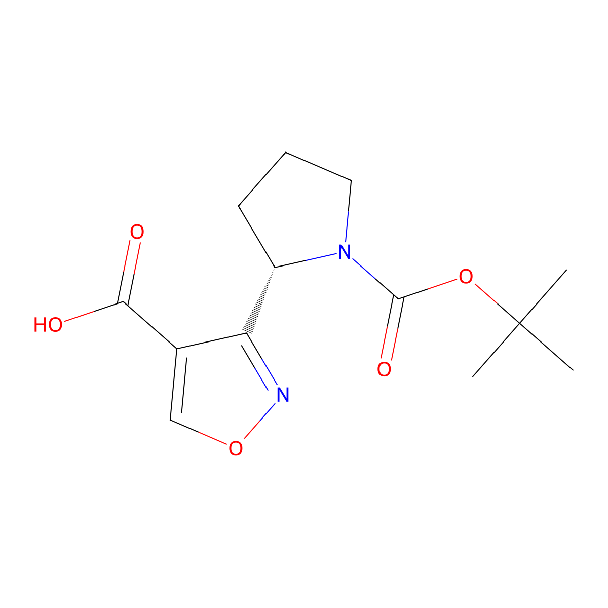 (S)-3-(1-Boc-2-pyrrolidinyl)isoxazole-4-carboxylic acid molecular structure, CAS 1892520-56-7