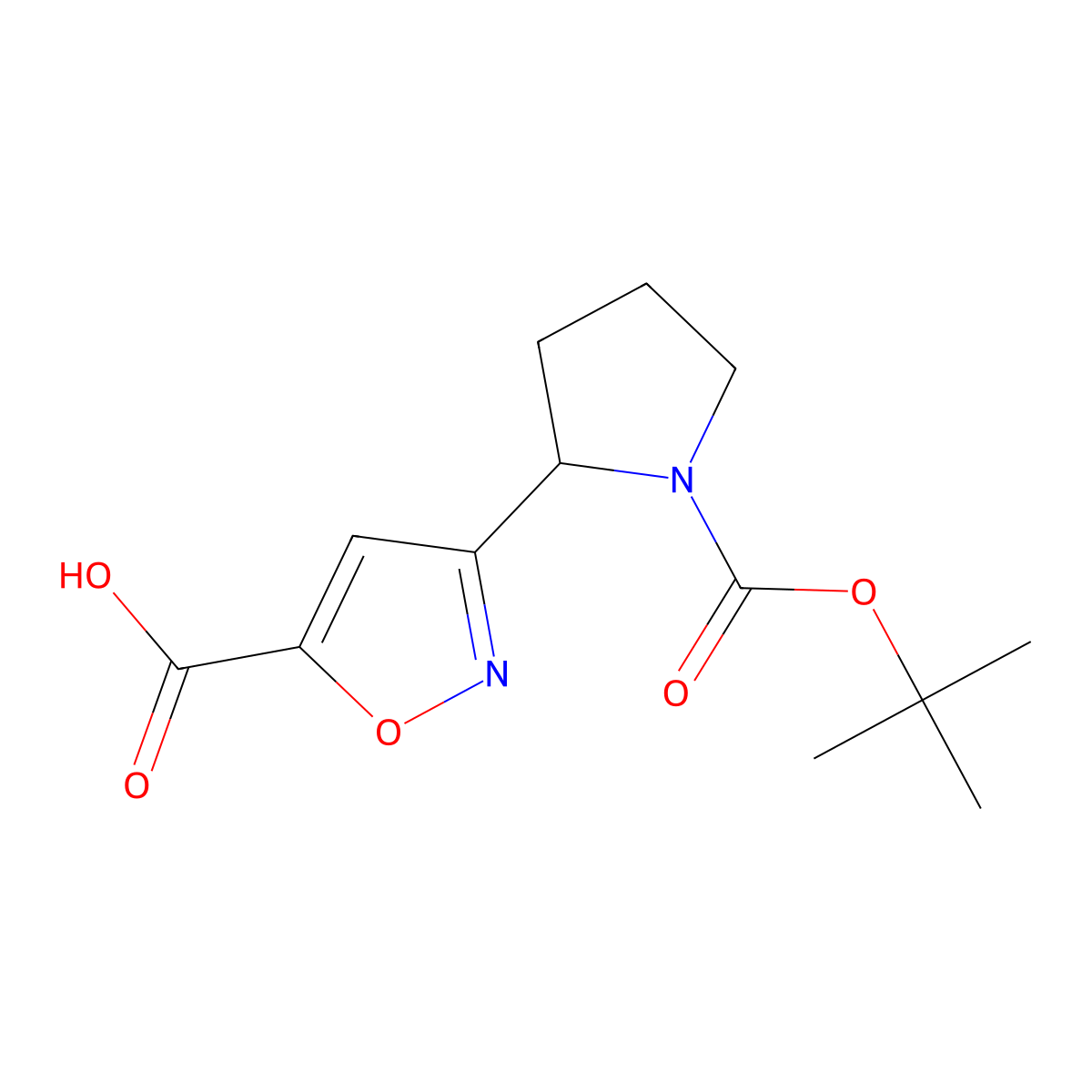 (S)-3-(1-Boc-pyrrolidin-2-YL)isoxazole-5-carboxylic acid molecular structure, CAS 1892520-59-0
