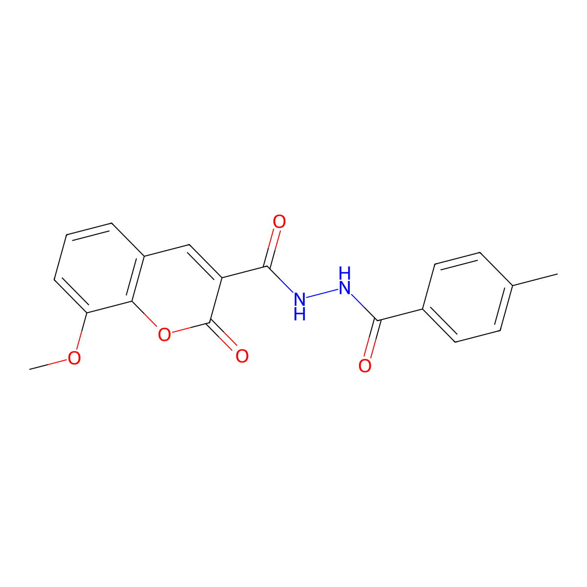 8-methoxy-N'-(4-methylbenzoyl)-2-oxochromene-3-carbohydrazide molecular structure, CAS 189253-47-2