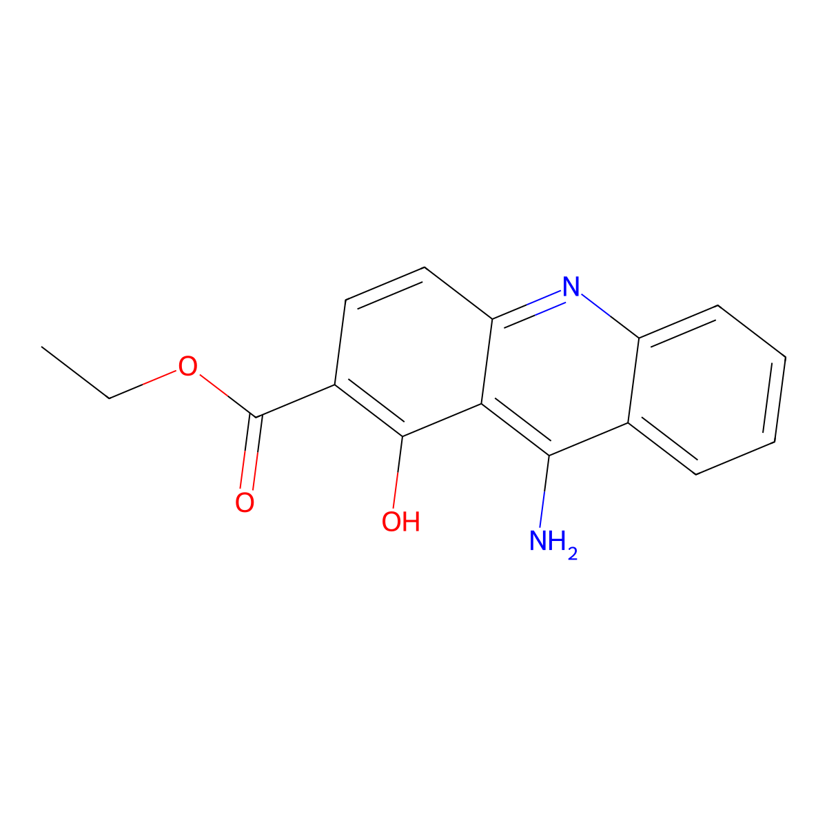 Ethyl 9-amino-1-hydroxyacridine-2-carboxylate molecular structure, CAS 189254-20-4