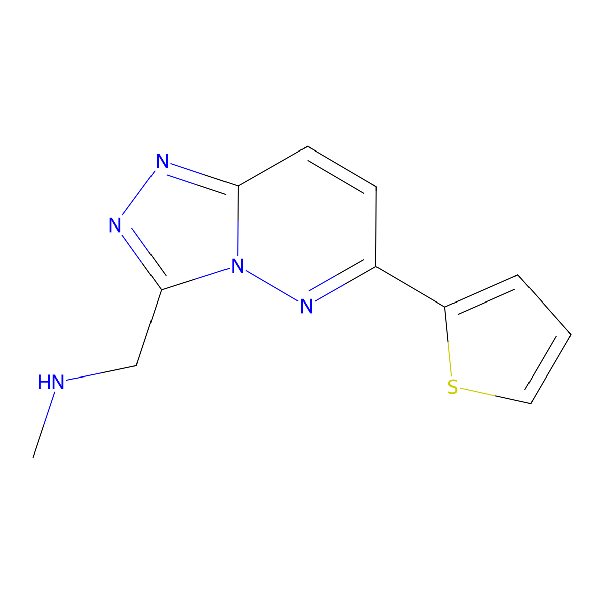 N-methyl-1-(6-(thiophen-2-yl)-[1,2,4]triazolo[4,3-b]pyridazin-3-yl)methanamine molecular structure, CAS 1892552-39-4