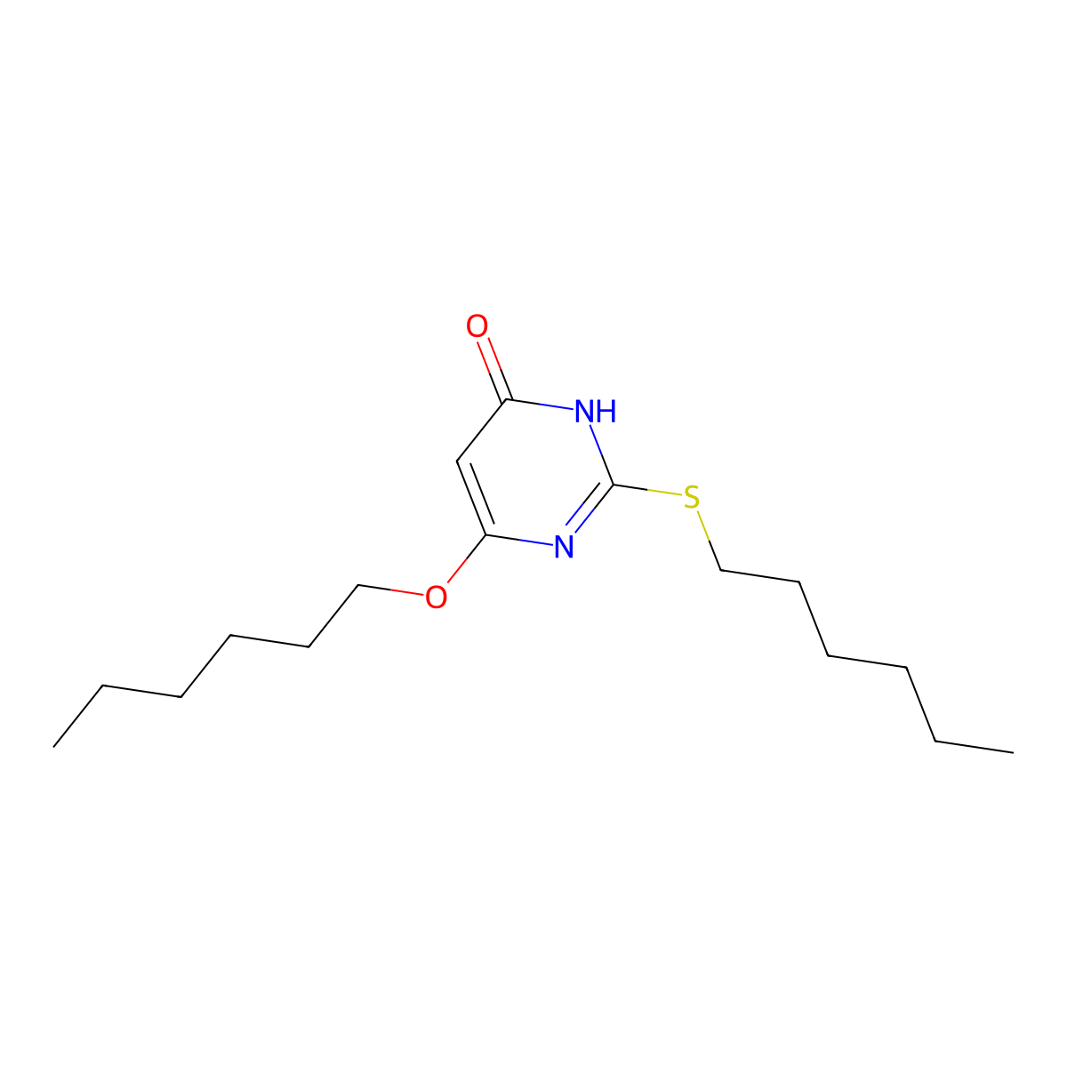 6-Hexyloxy-2-hexylsulfanyl-pyrimidin-4-ol molecular structure, CAS 1892575-76-6