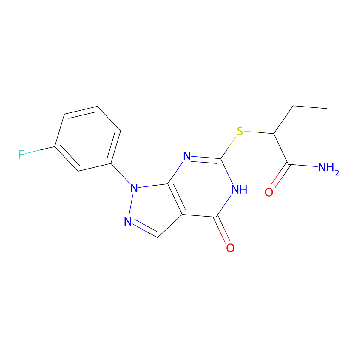 2-((1-(3-Fluorophenyl)-4-oxo-4,5-dihydro-1H-pyrazolo[3,4-d]pyrimidin-6-yl)thio)butanamide molecular structure, CAS 1892595-16-2