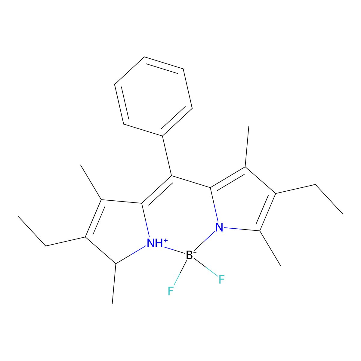 2,8-Diethyl-1,3,5,7-tetramethyl-9-phenylbipyrromethene difluoroborate molecular structure, CAS 189264-25-3