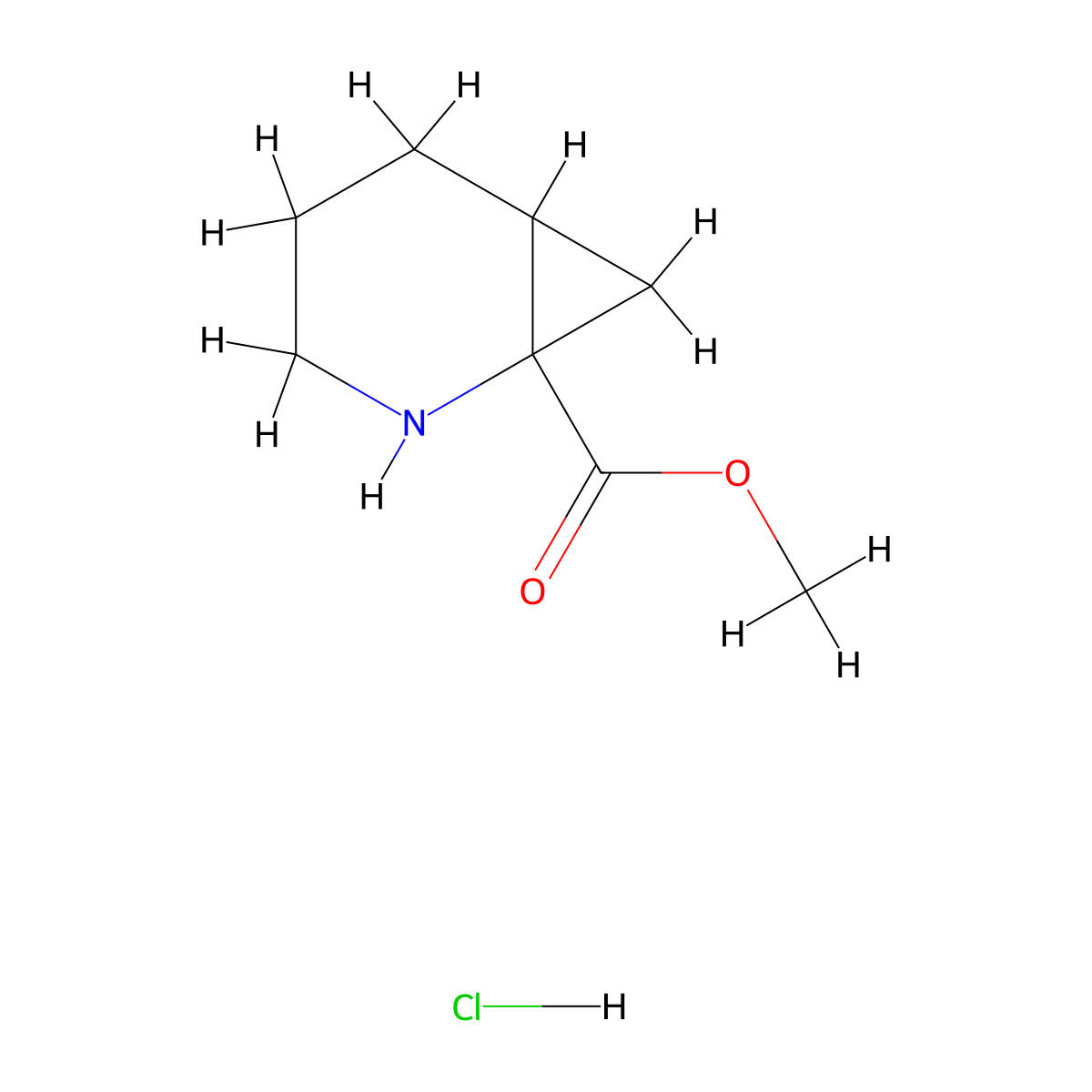 Methyl 2-azabicyclo[4.1.0]heptane-1-carboxylate hydrochloride molecular structure, CAS 1892641-43-8