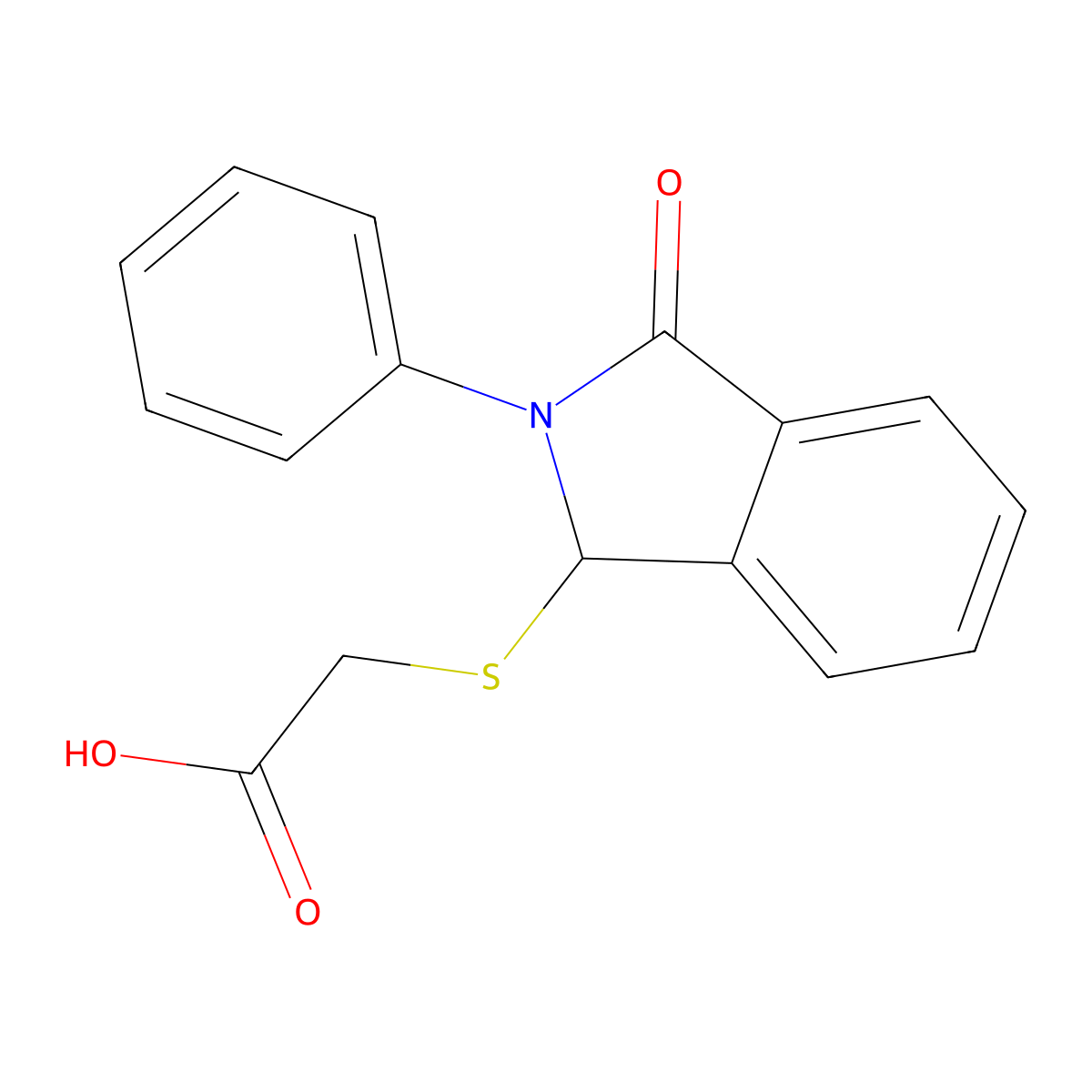 2-[(3-oxo-2-phenyl-2,3-dihydro-1H-isoindol-1-yl)sulfanyl]acetic acid molecular structure, CAS 189271-24-7