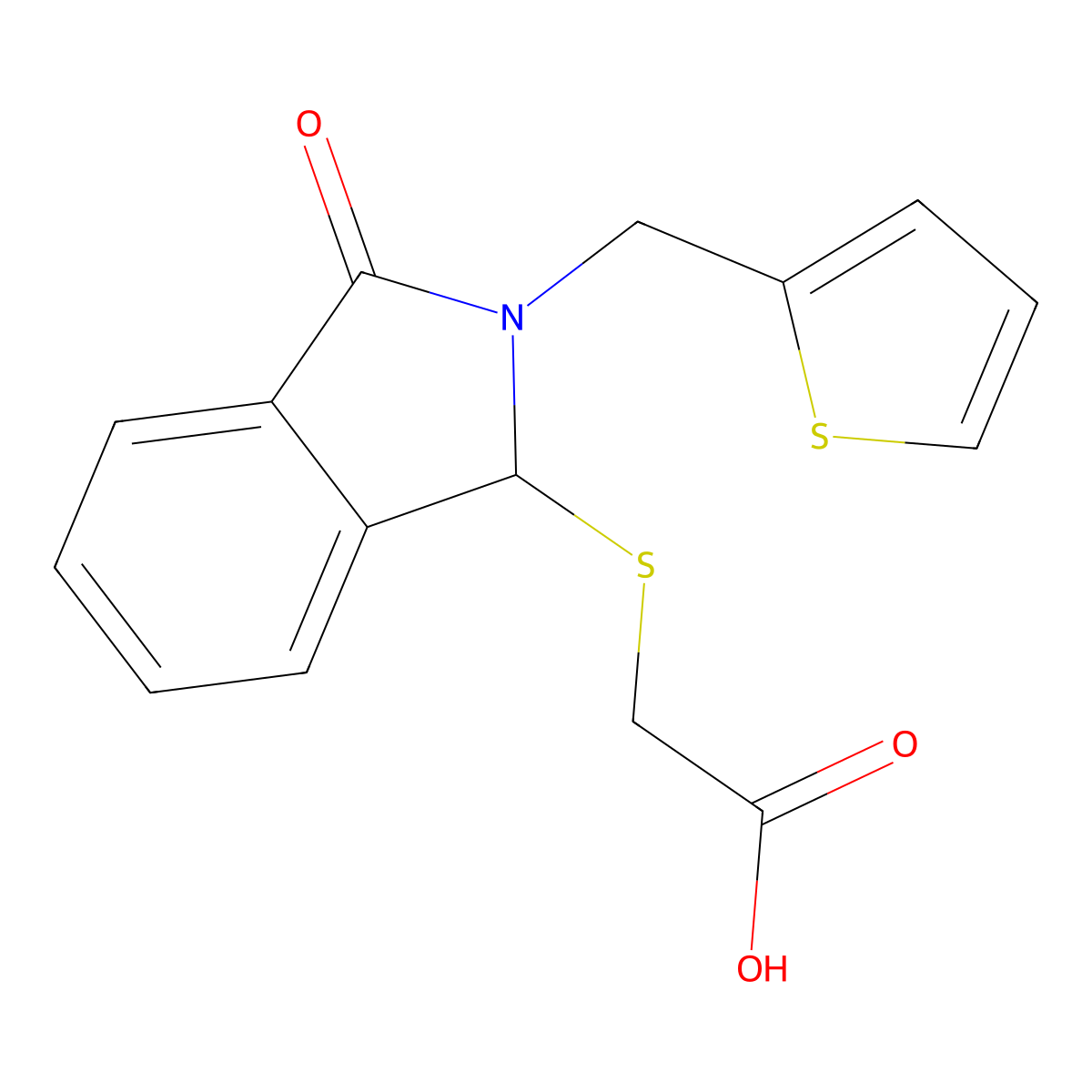 2-[[3-oxo-2-(thiophen-2-ylmethyl)-1H-isoindol-1-yl]sulfanyl]acetic Acid molecular structure, CAS 189271-29-2