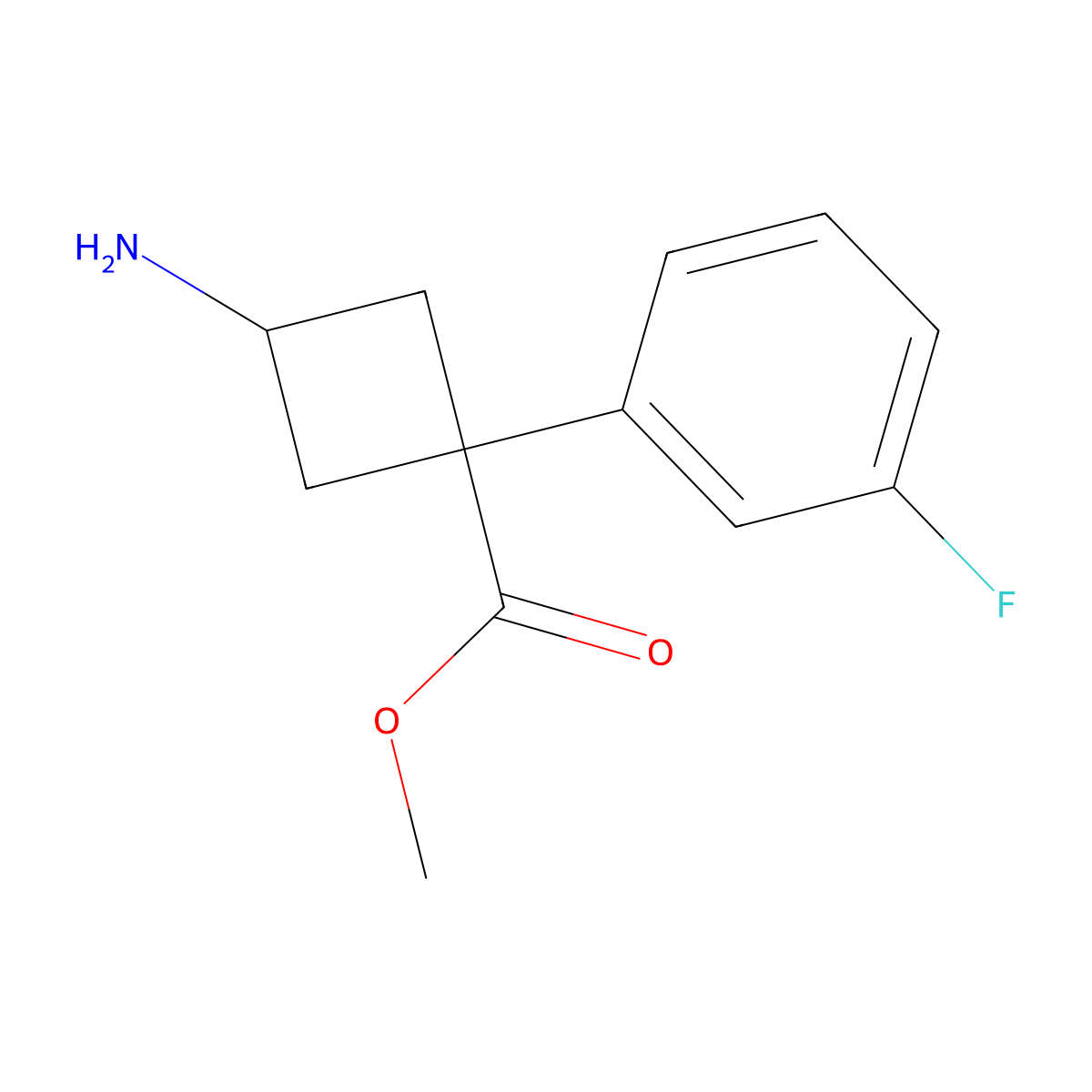 Methyl3-amino-1-(3-fluorophenyl)cyclobutane-1-carboxylate molecular structure, CAS 1892711-43-1