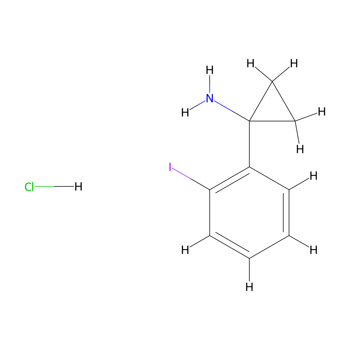 1-(2-Iodophenyl)cyclopropan-1-amine hydrochloride molecular structure, CAS 1892723-47-5