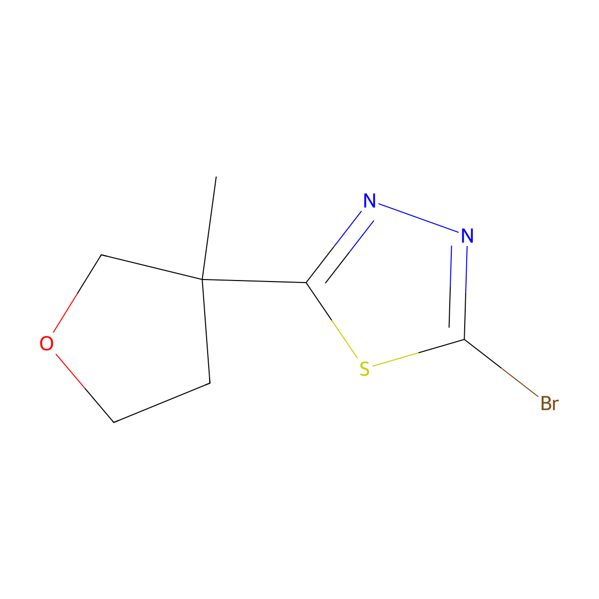 2-Bromo-5-(3-methyloxolan-3-yl)-1,3,4-thiadiazole molecular structure, CAS 1892726-05-4