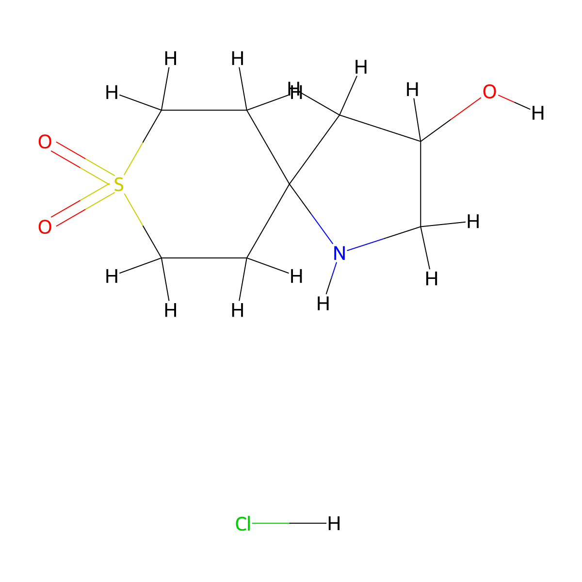 3-Hydroxy-8lambda6-thia-1-azaspiro[4.5]decane-8,8-dione hydrochloride molecular structure, CAS 1892728-75-4
