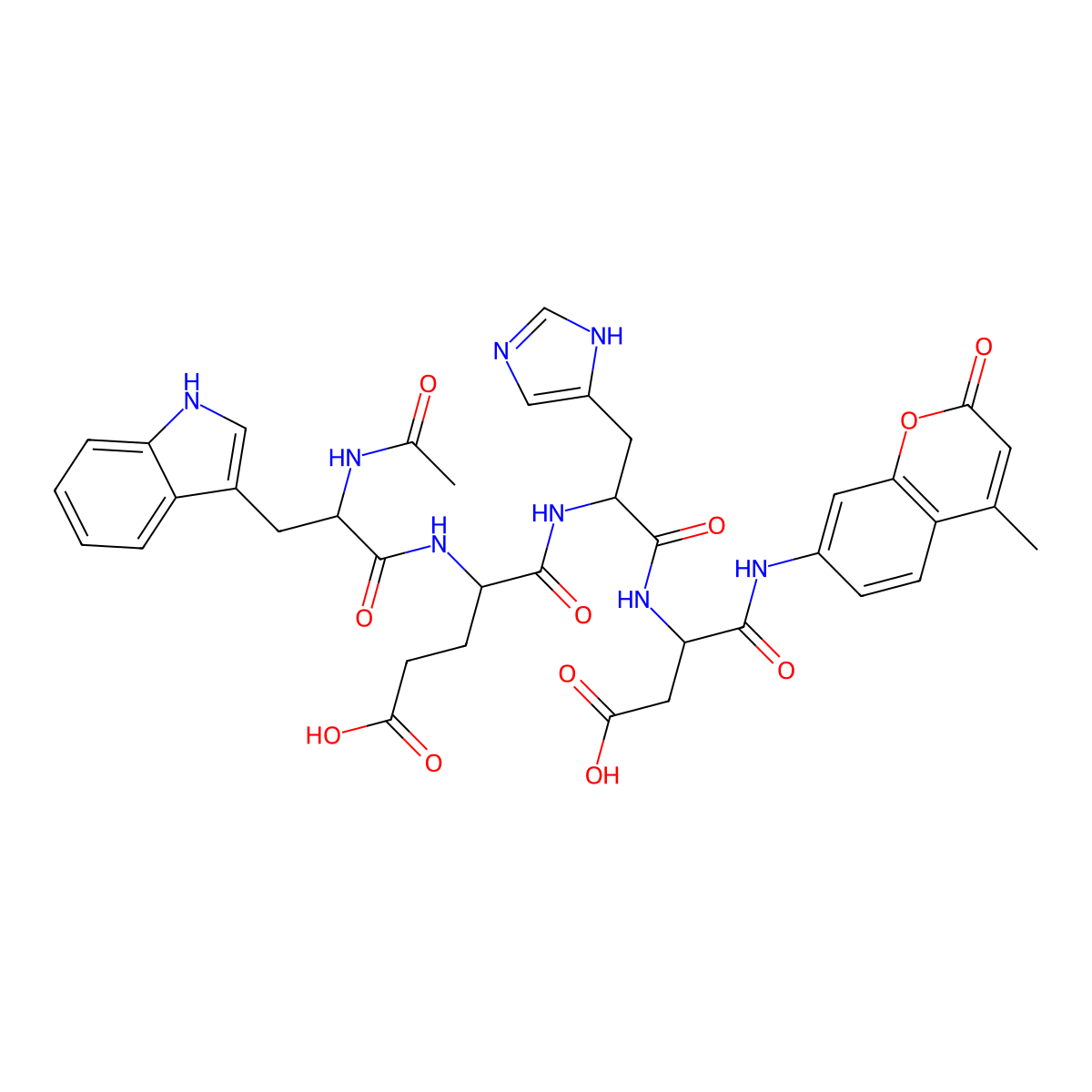 Ac-Trp-Glu-His-Asp-AMC molecular structure, CAS 189275-74-9