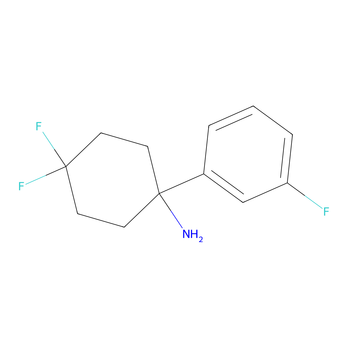 4,4-Difluoro-1-(3-fluorophenyl)cyclohexan-1-amine molecular structure, CAS 1892766-12-9